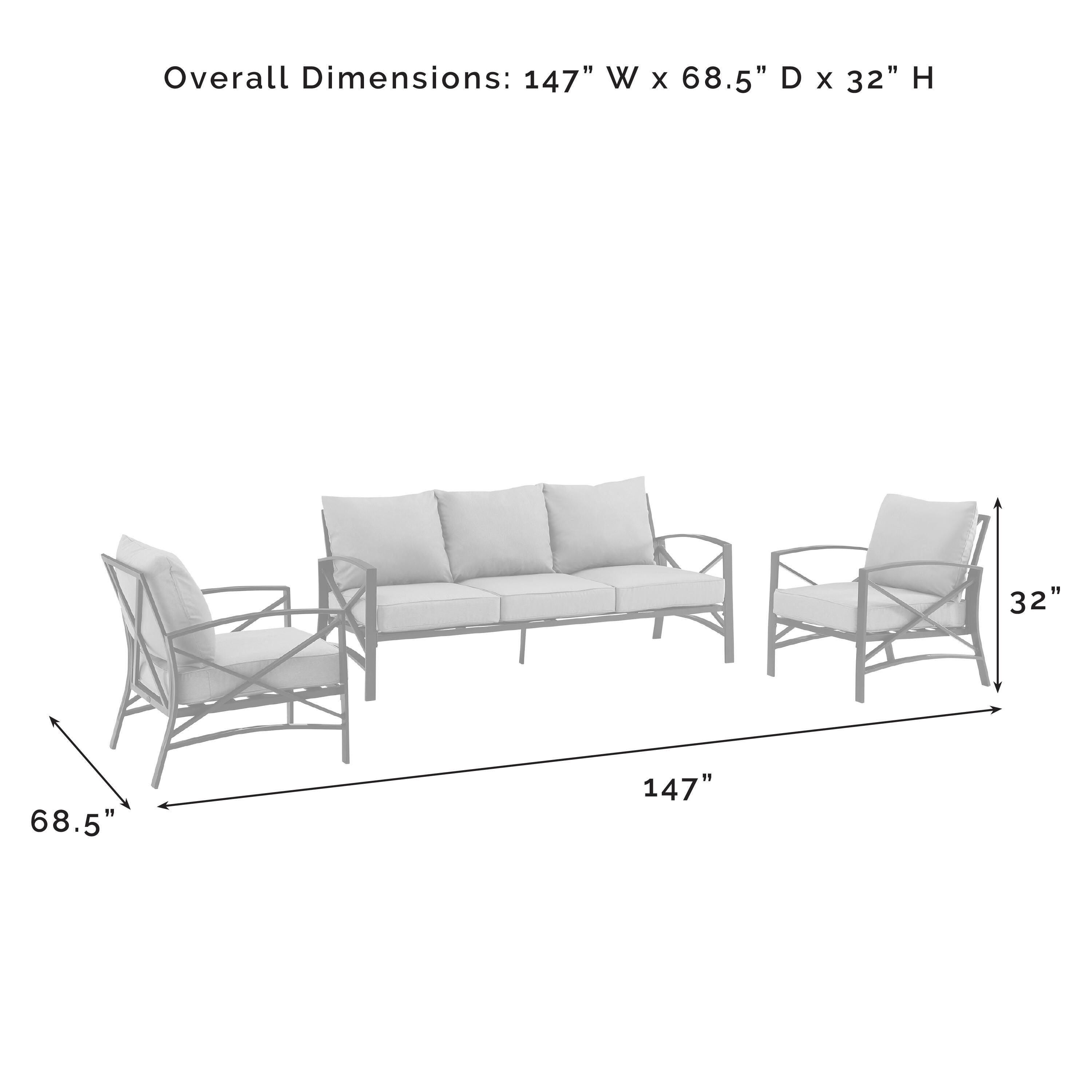 Kaplan Outdoor Sofa with 2 Chairs, Oatmeal, large