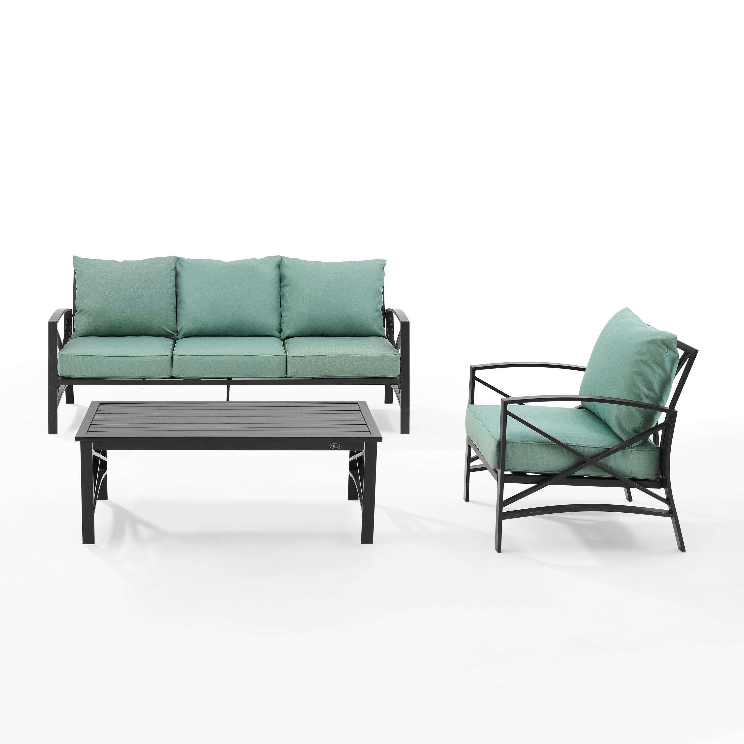 Kaplan Outdoor Sofa with Coffee Table and 1 Chair, Mist, large