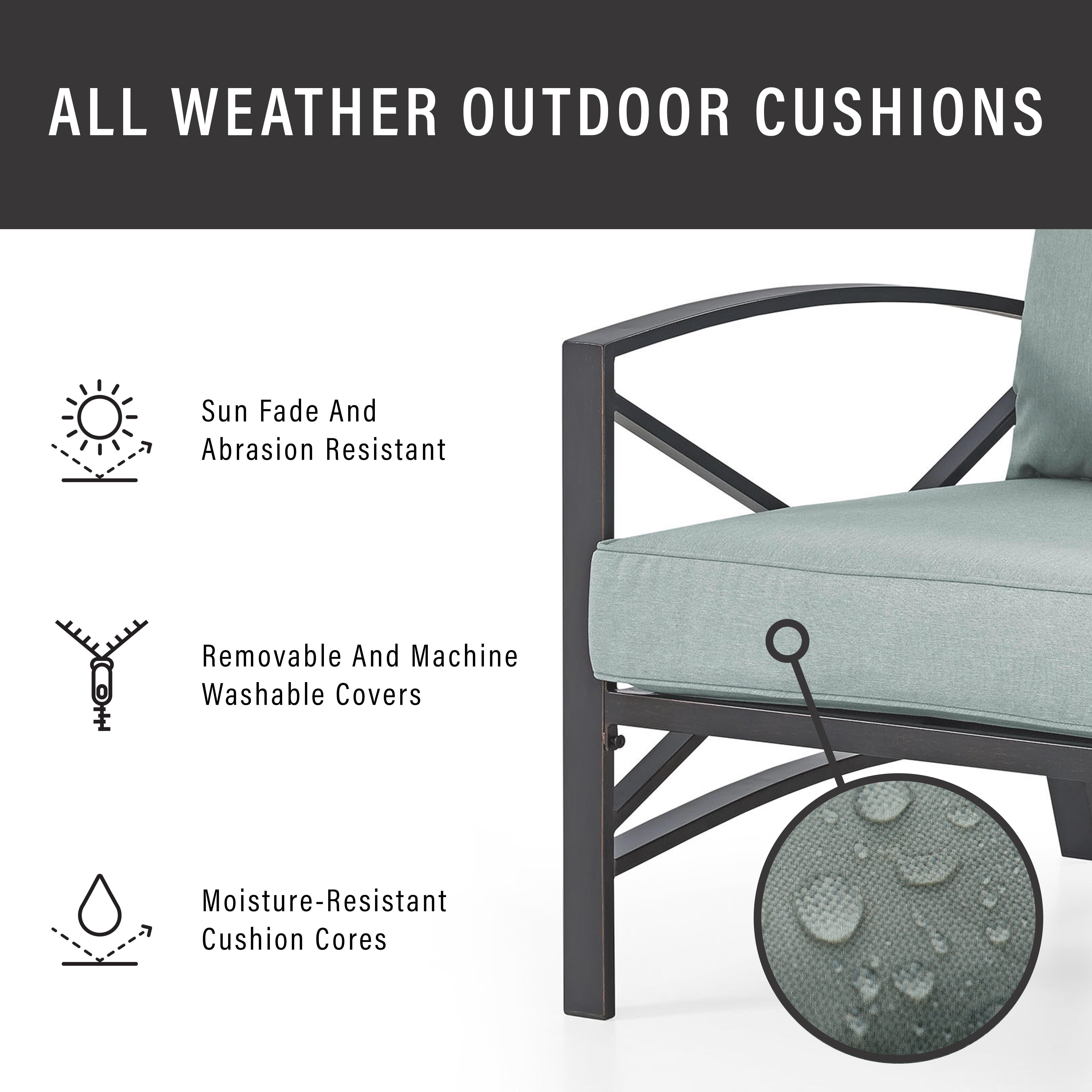 Crosley Furniture Kaplan Outdoor Sofa with Coffee Table and 2 Armchairs, Mist, large