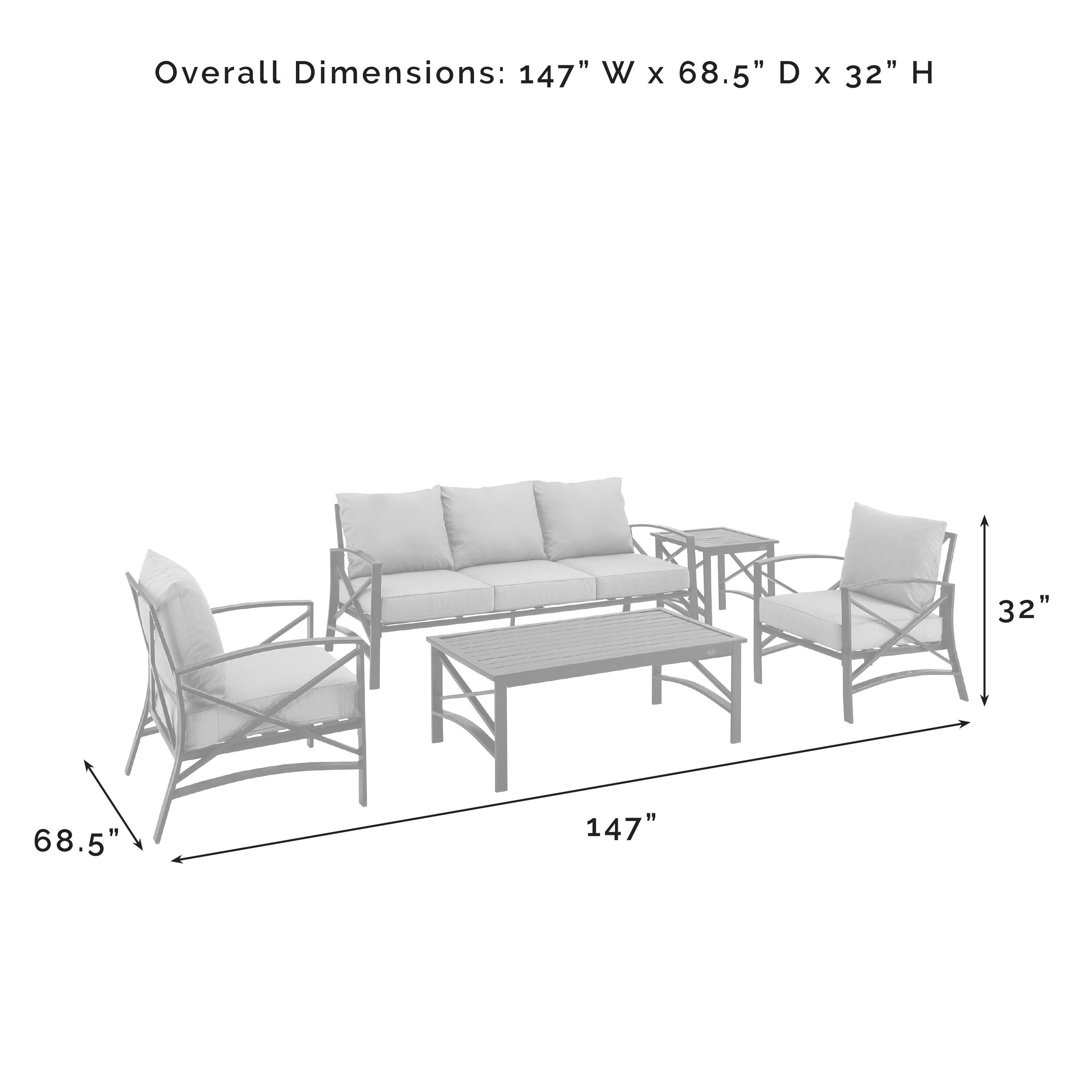 Crosley Furniture Kaplan Outdoor Conversation Set with Side Table, Mist, large