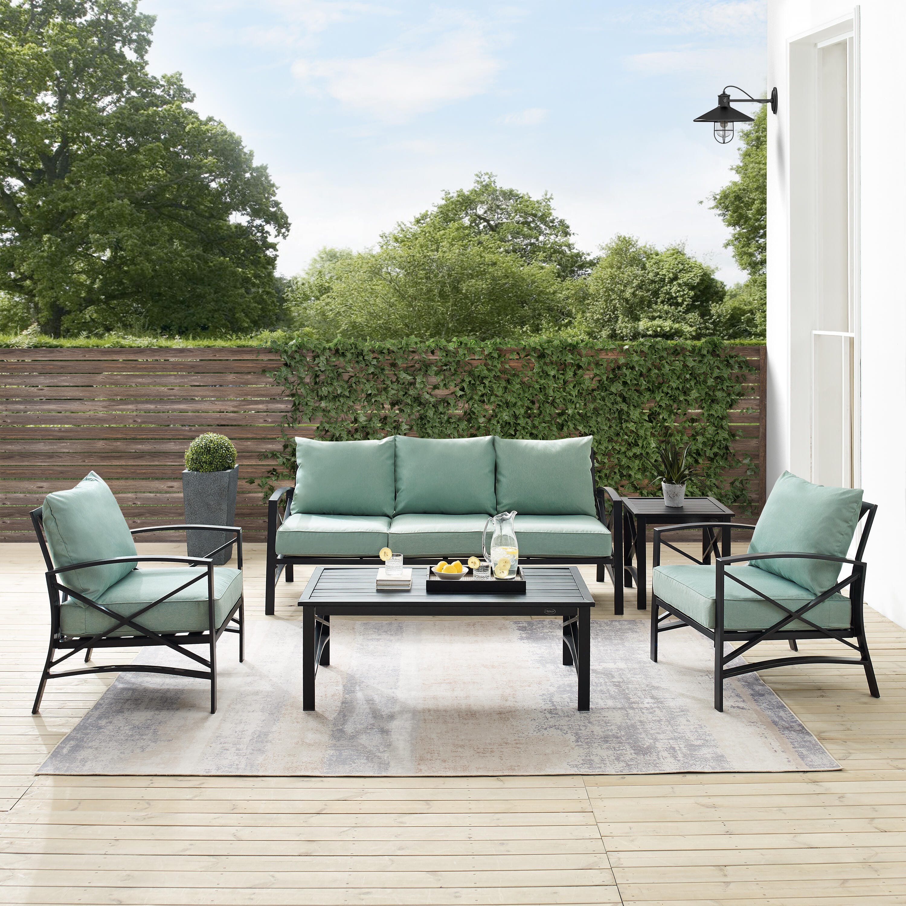 Crosley Furniture Kaplan Outdoor Conversation Set with Side Table