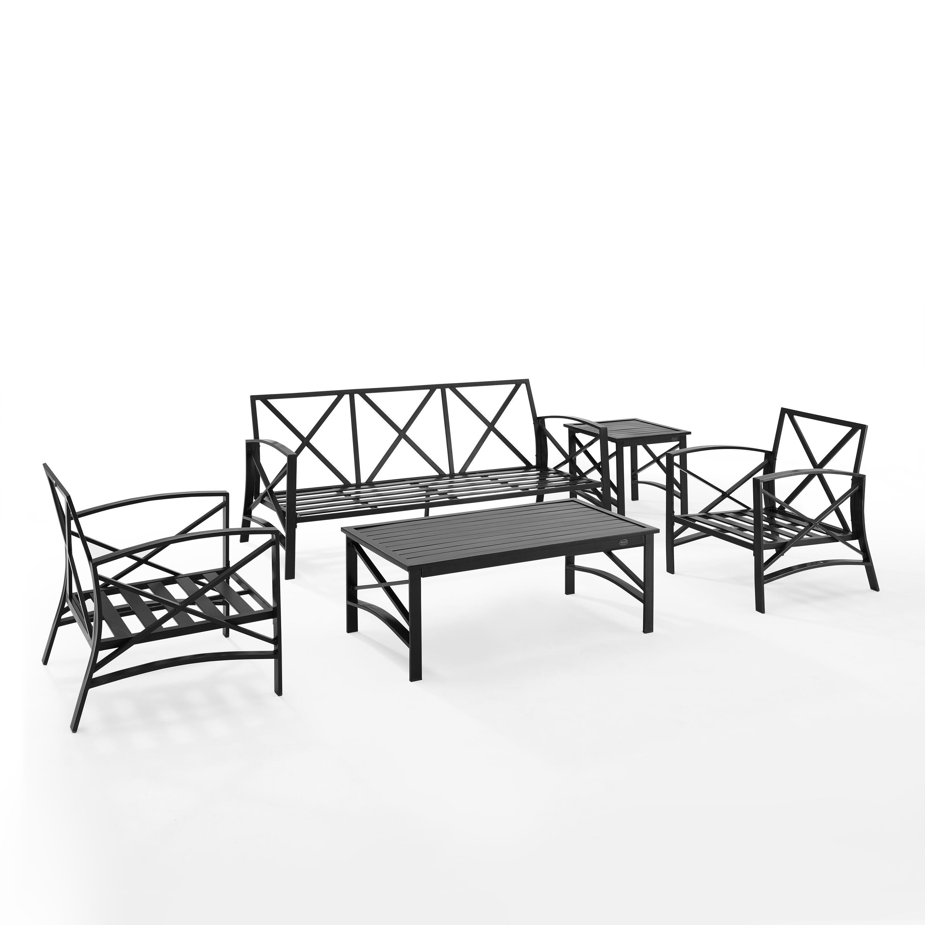 Crosley Furniture Kaplan Outdoor Conversation Set with Side Table, Mist, large