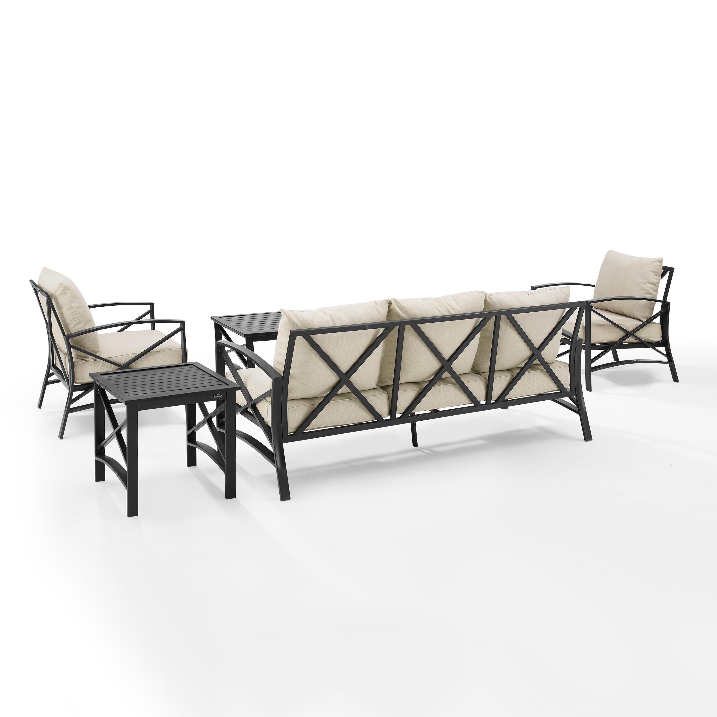 Crosley Furniture Kaplan Outdoor Conversation Set with Side Table, Oatmeal, large
