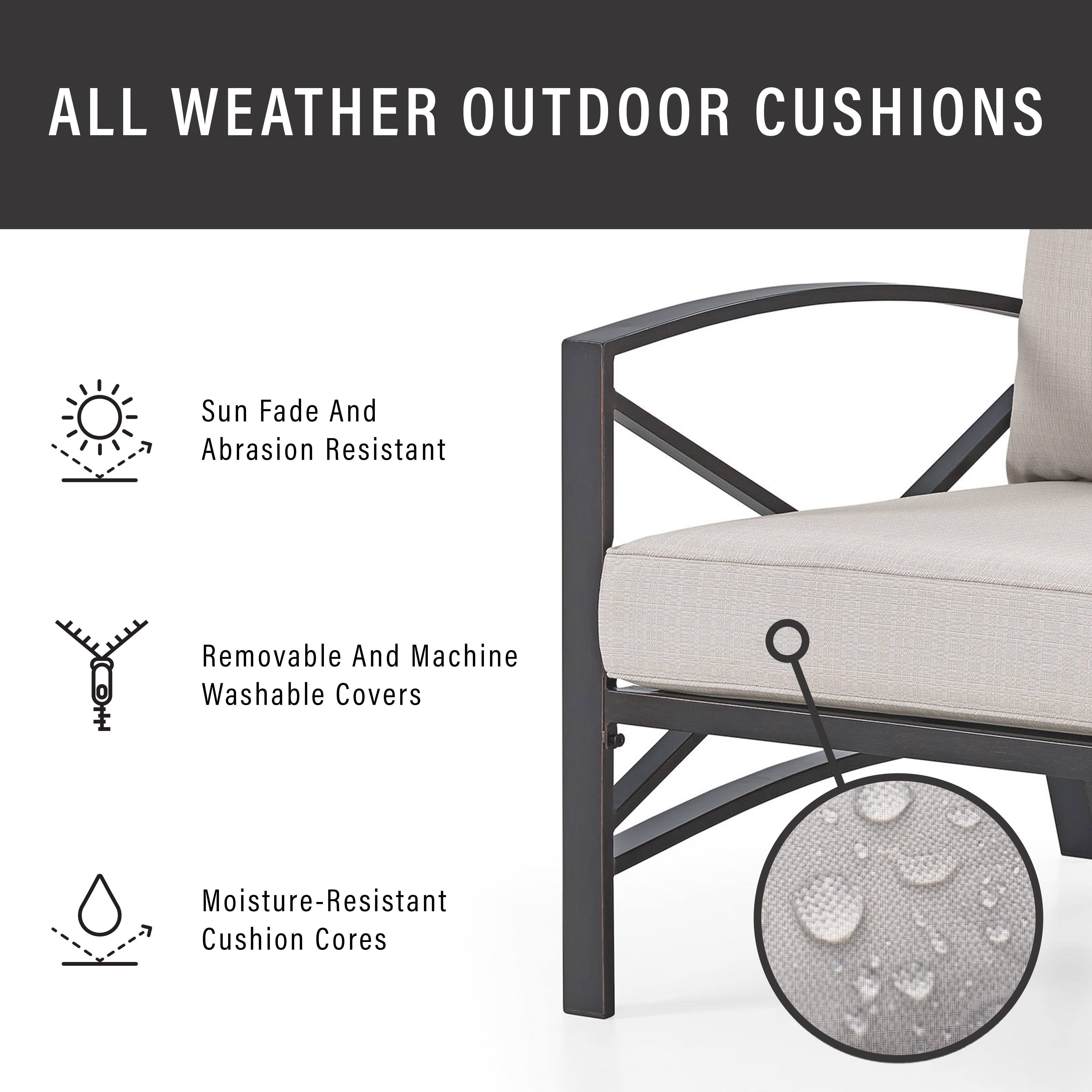 Crosley Furniture Kaplan Outdoor Conversation Set with Side Table, Oatmeal, large