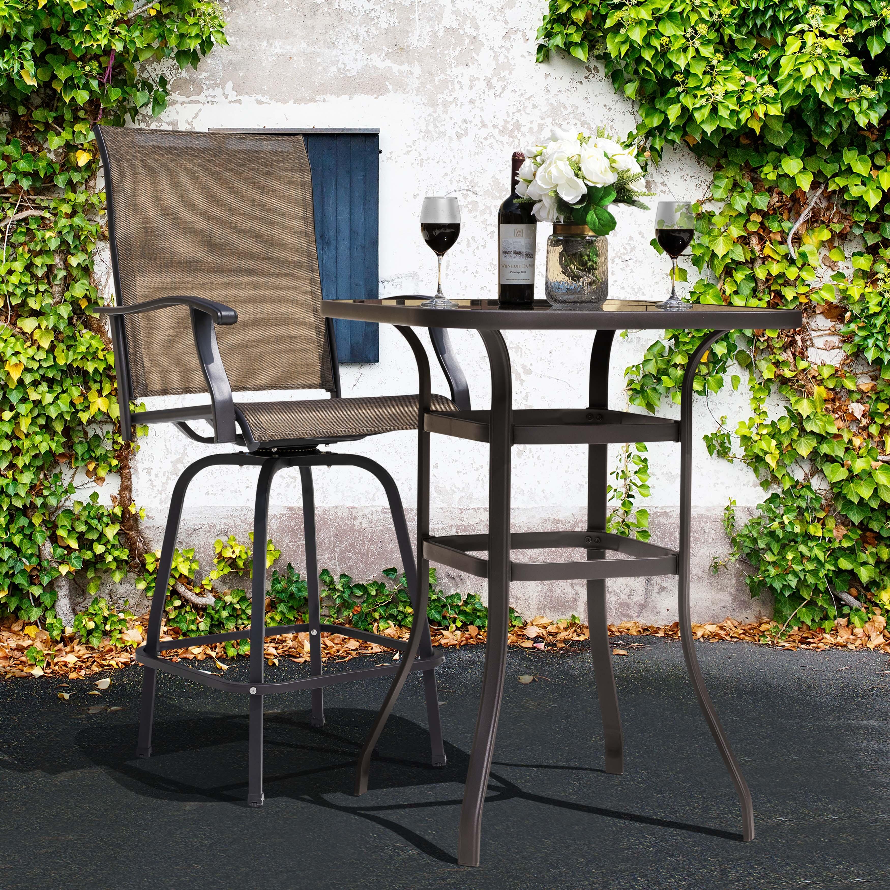 Nuu Garden Outdoor Bar Table and 4 Bar Stools, , large