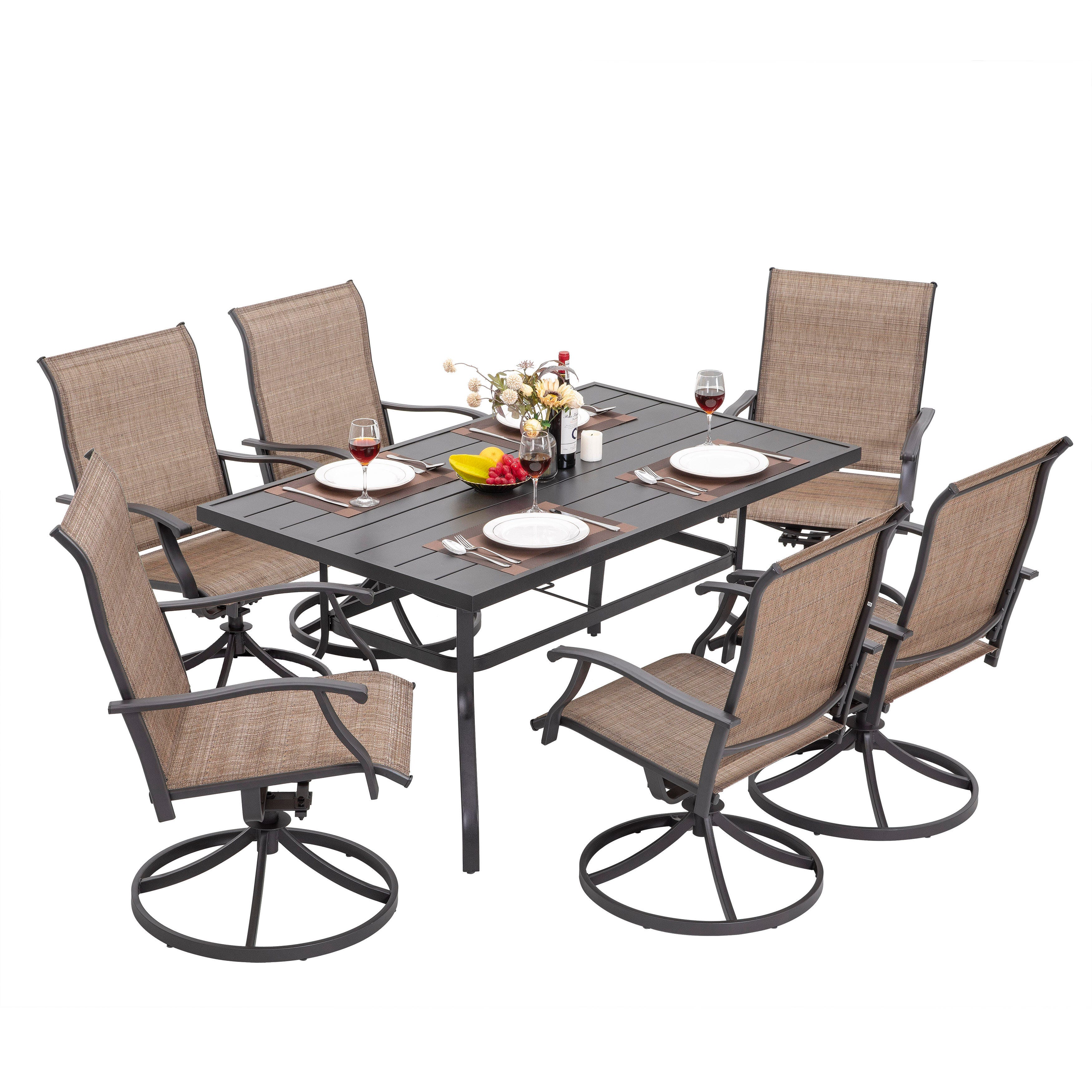 Nuu Garden Outdoor Dining Table and 6 Swivel Chairs, , large