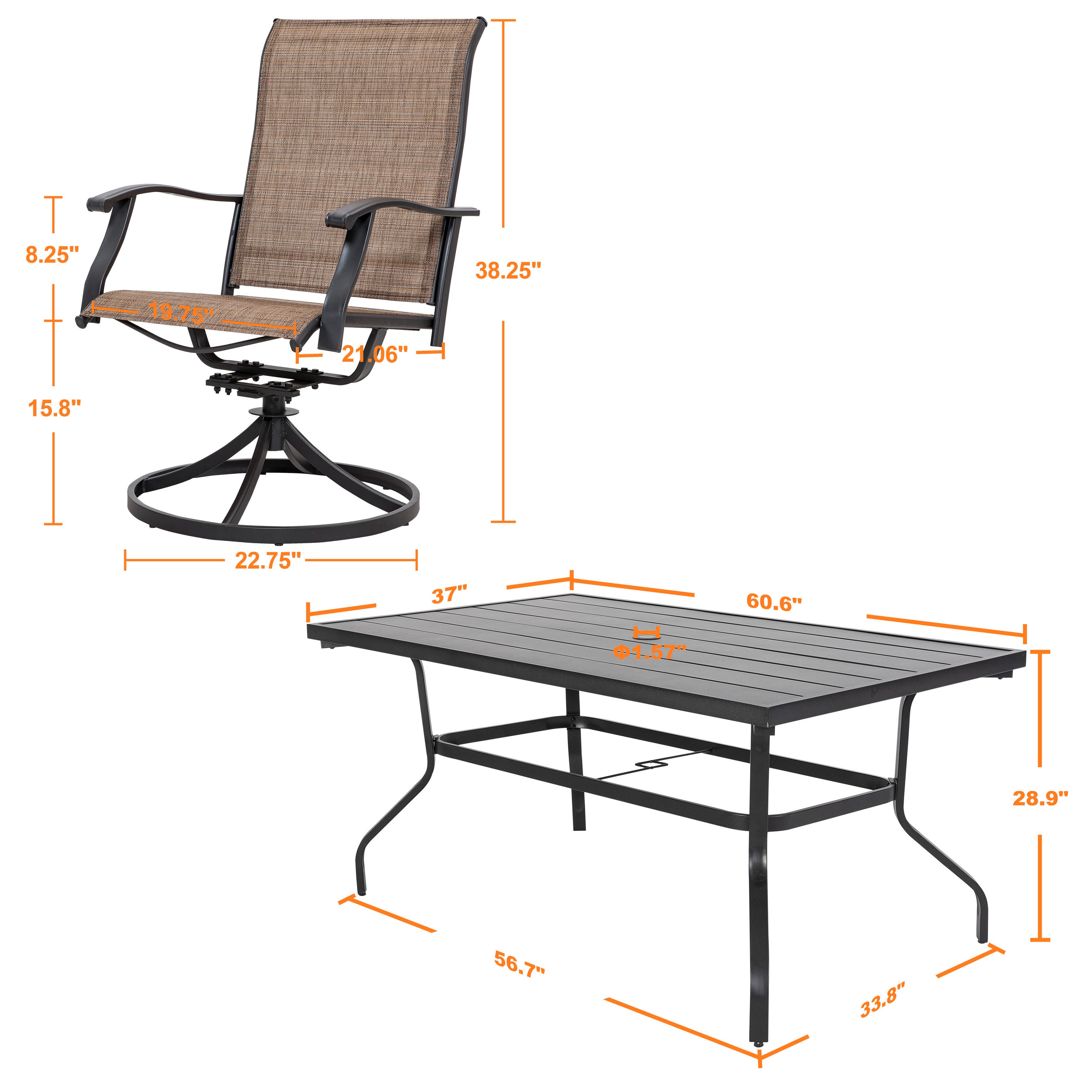 Nuu Garden Outdoor Dining Table and 6 Swivel Chairs, , large