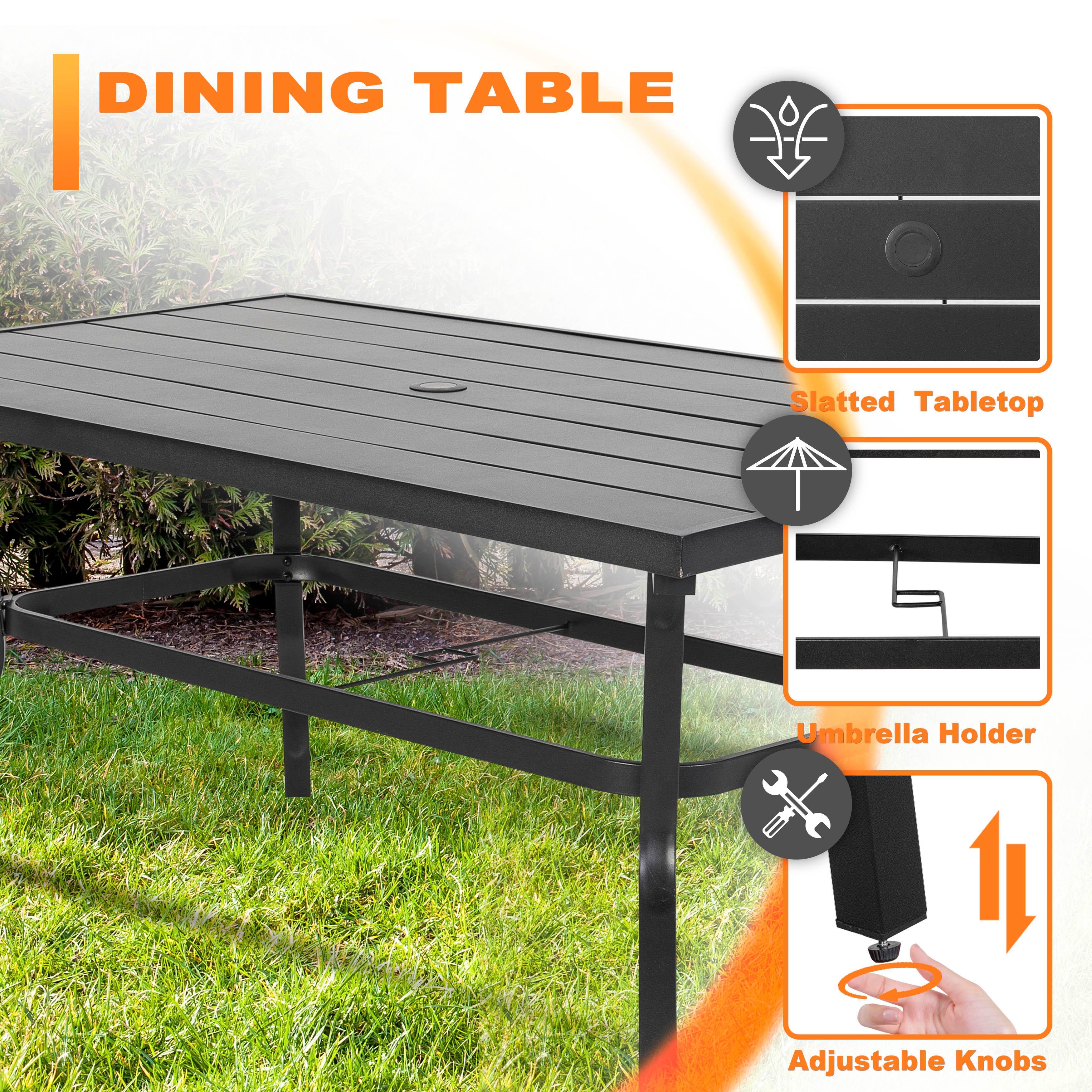 Nuu Garden Outdoor Dining Table and 6 Chairs, , large