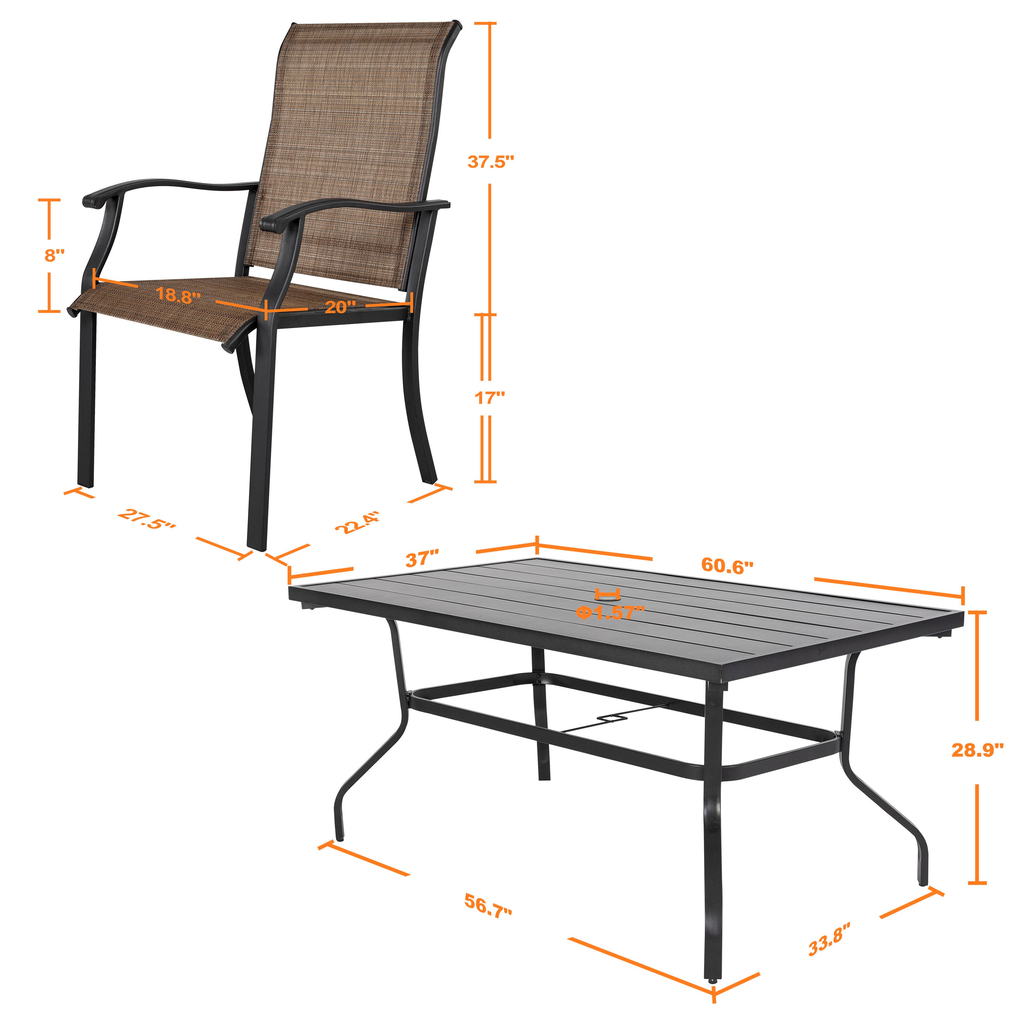 Nuu Garden Outdoor Dining Table and 6 Chairs, , large