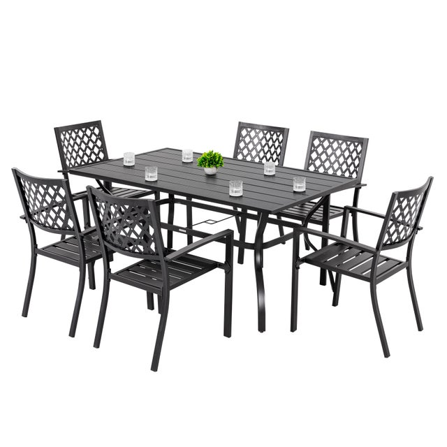 Nuu Garden Criss Cross Outdoor Dining Table and 6 Chairs