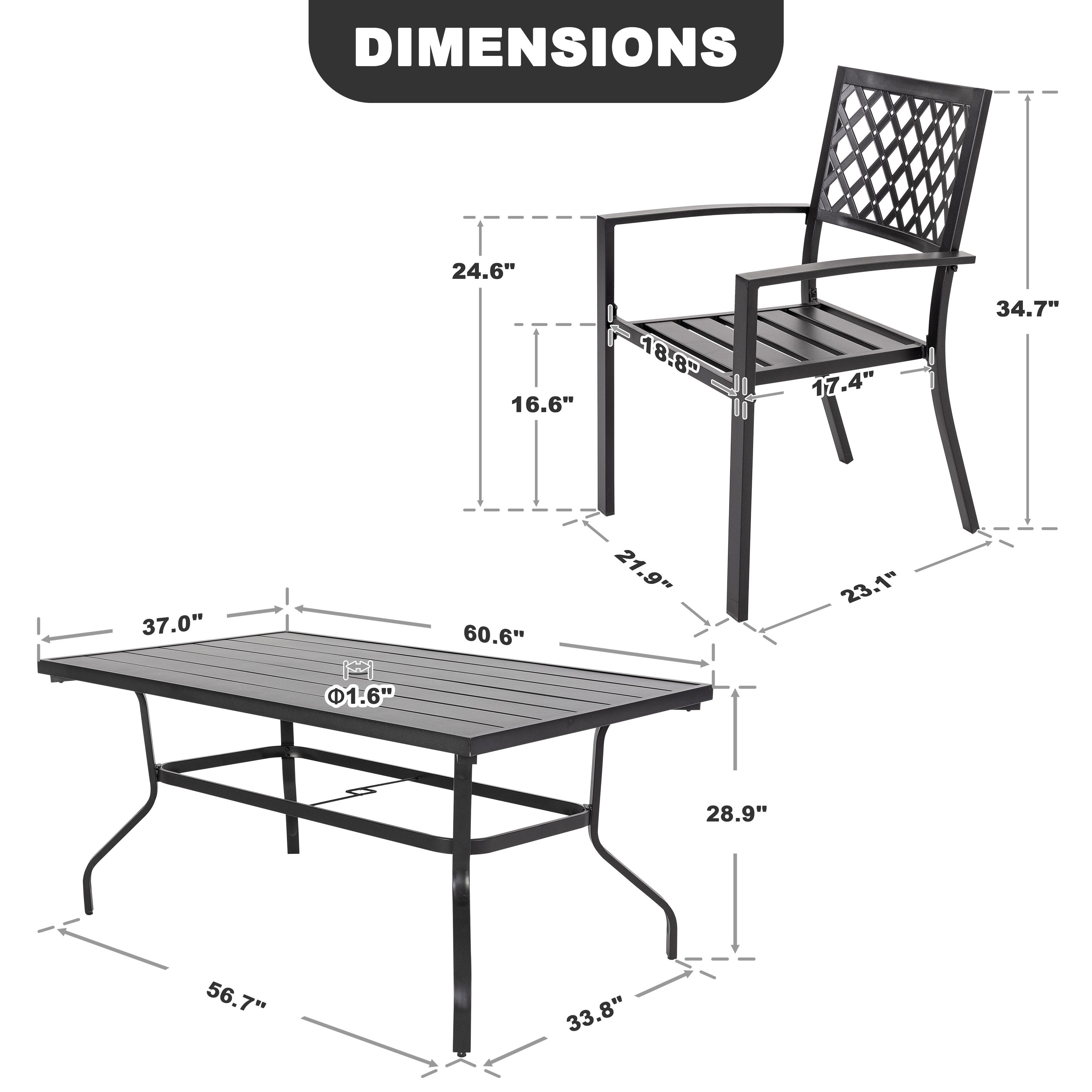 Nuu Garden Criss Cross Outdoor Dining Table and 6 Chairs, , large