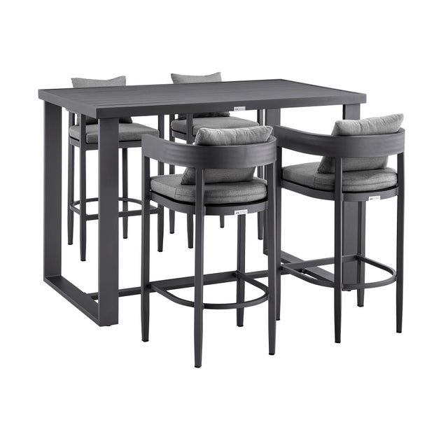 Menorca Outdoor Patio Bar Table and 4 Bar Stools