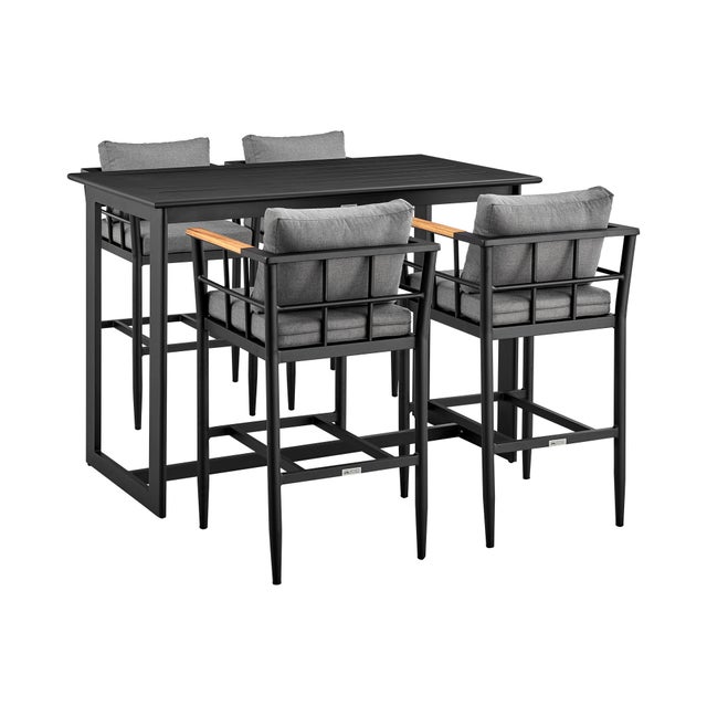 Orlando Outdoor Patio Bar Table and 4 Bar Stools
