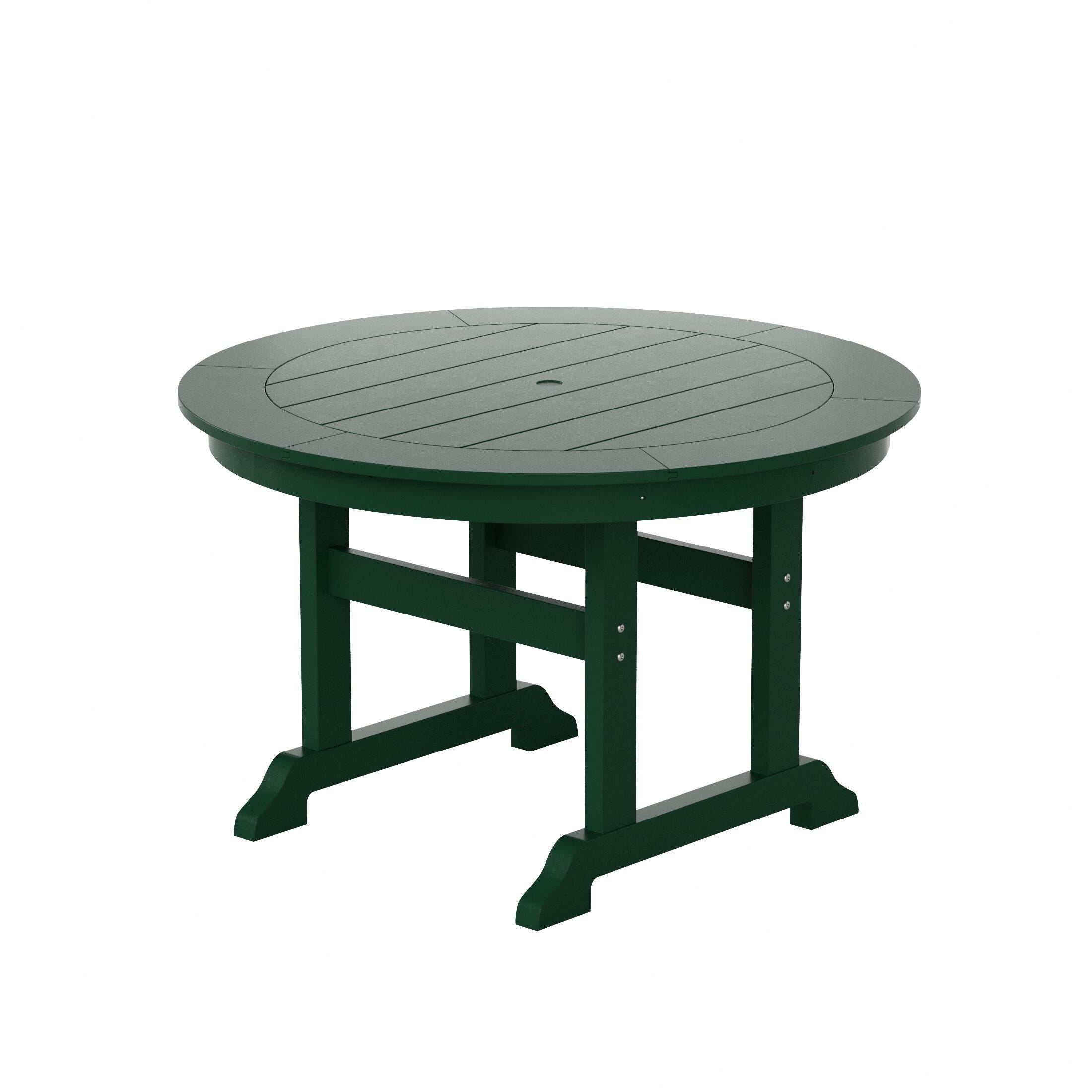 Laguna Outdoor Adirondack Round Table and 4 Chairs, Dark Green, large