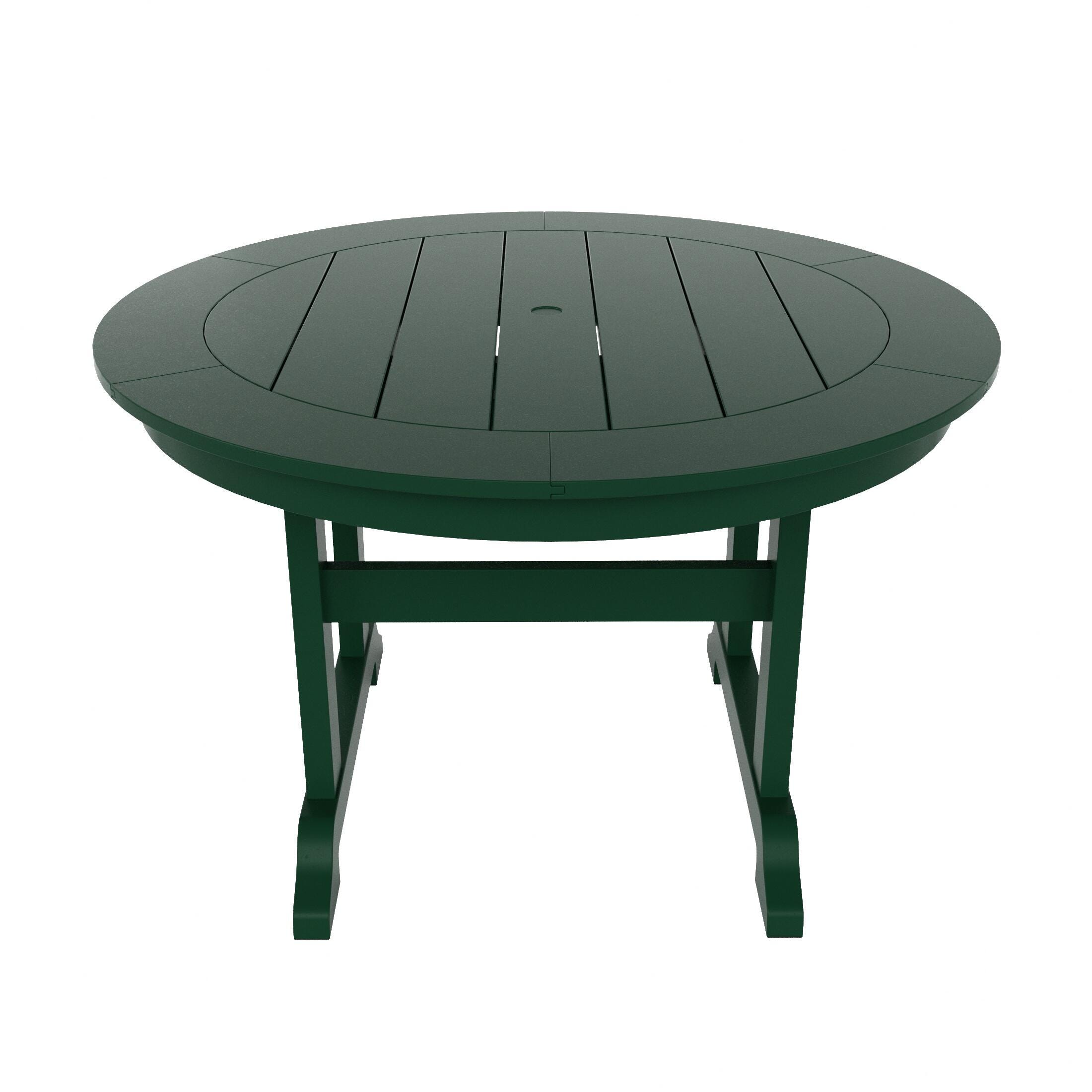 Laguna Outdoor Adirondack Round Table and 4 Chairs, Dark Green, large