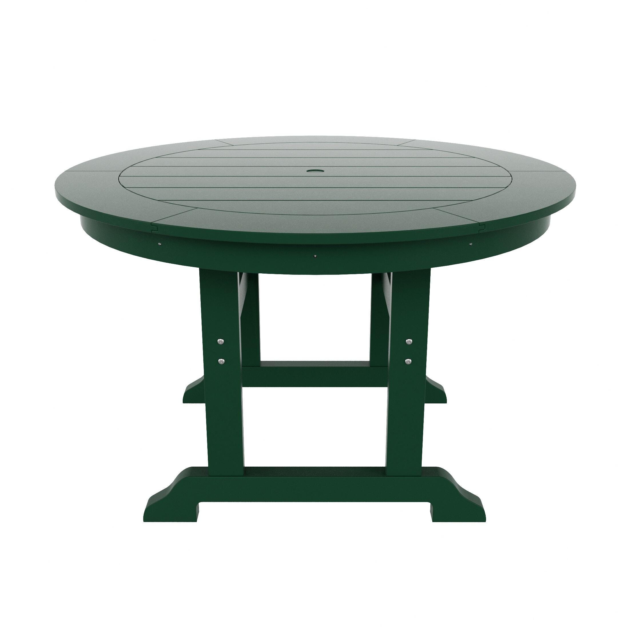 Laguna Outdoor Adirondack Round Table and 4 Chairs, Dark Green, large