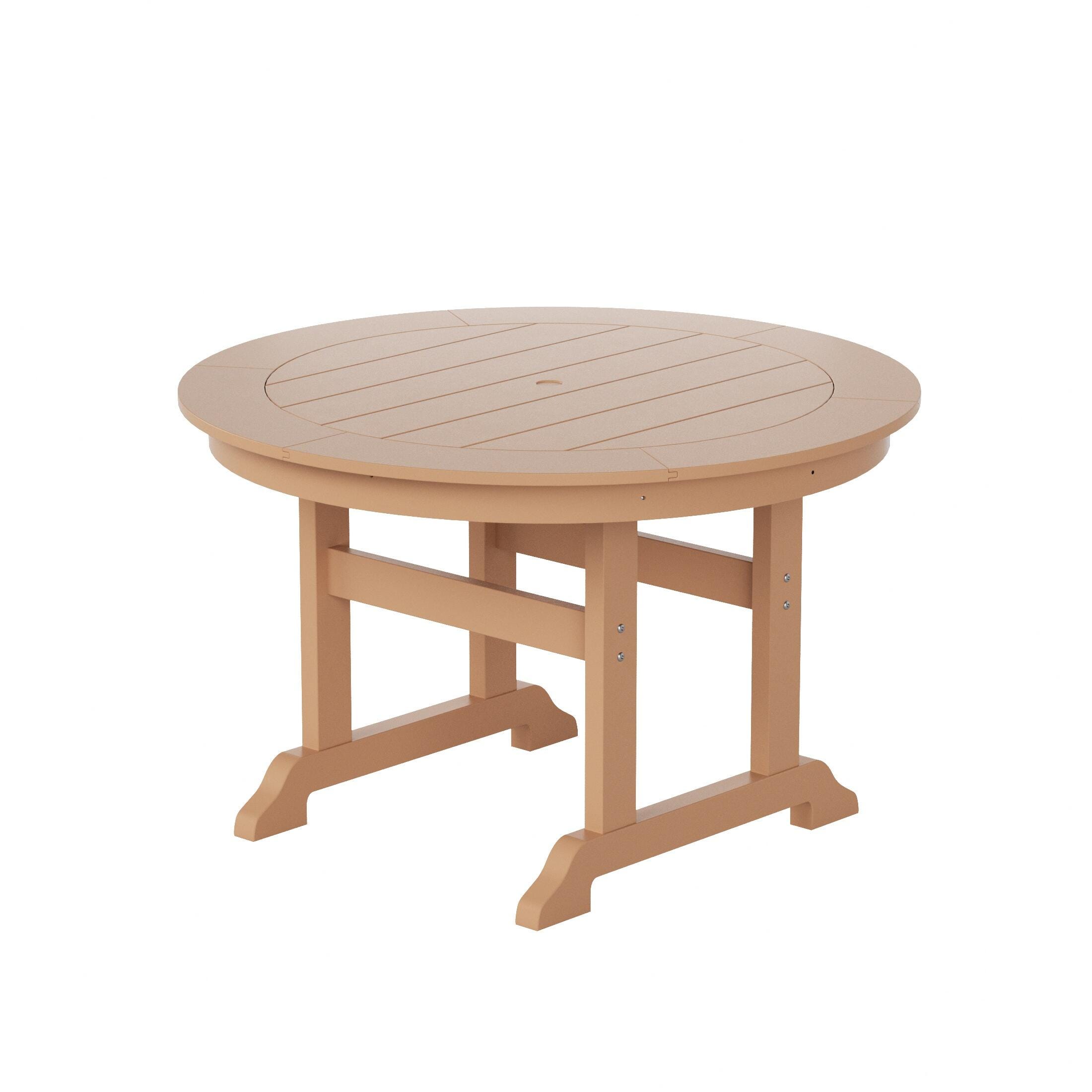 Laguna Outdoor Adirondack Round Table and 4 Chairs, Teak, large