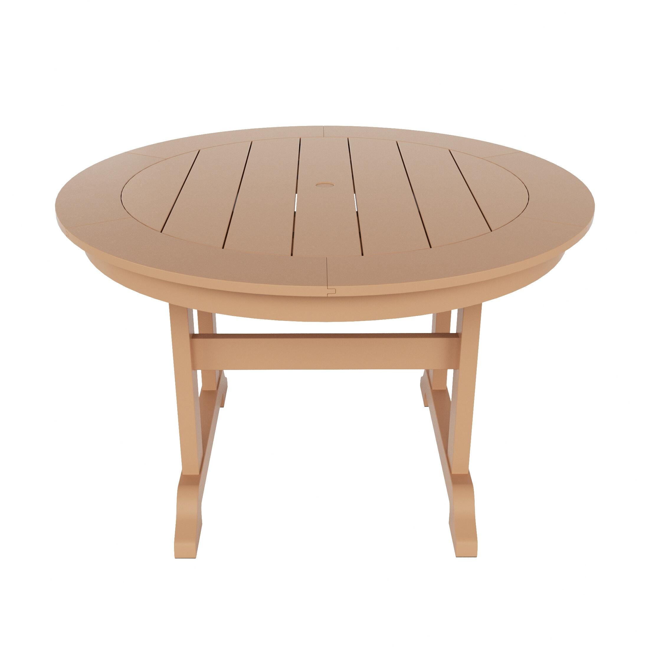 Laguna Outdoor Adirondack Round Table and 4 Chairs, Teak, large