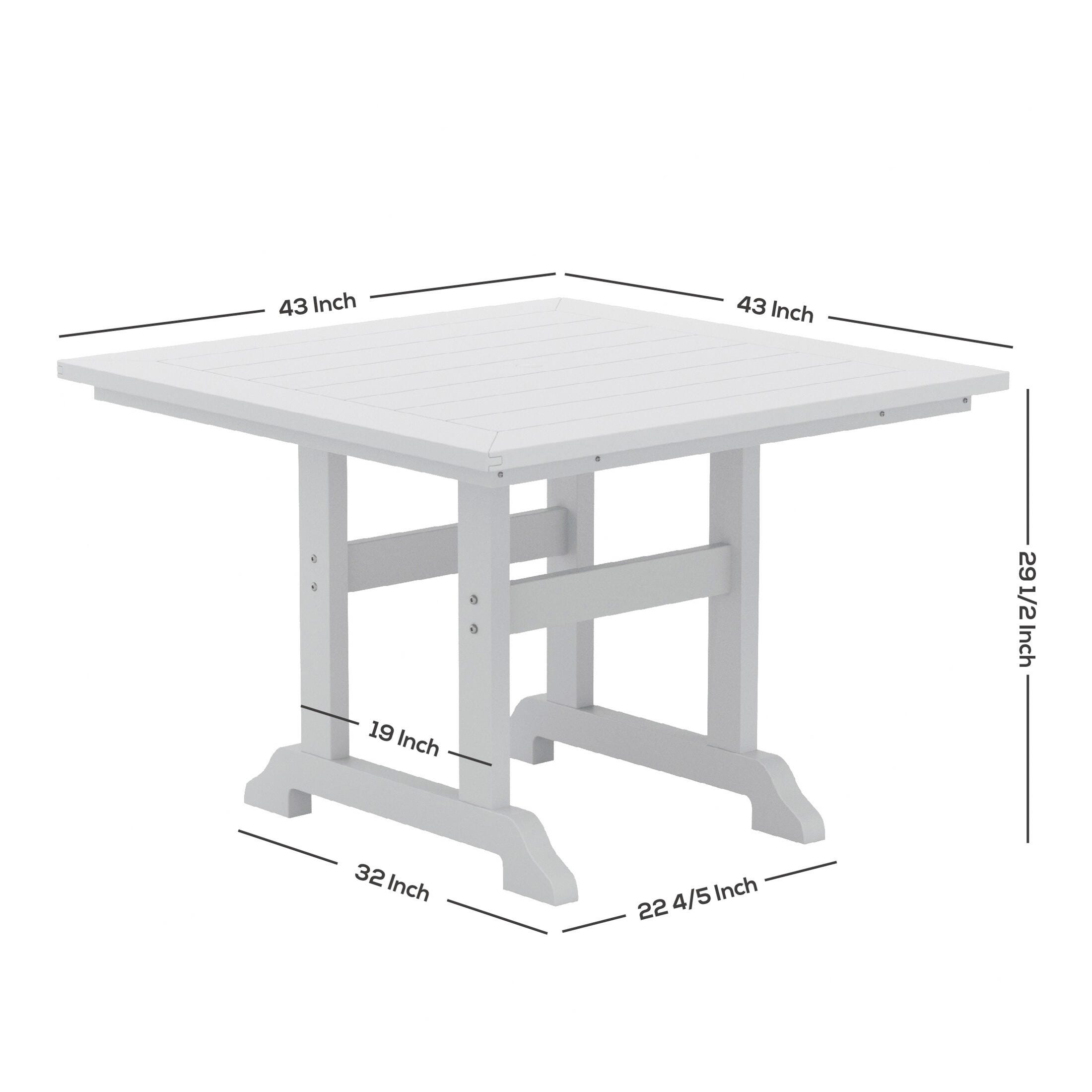 Laguna Outdoor Adirondack Sqaure Table and 4 Chairs, Teak, large