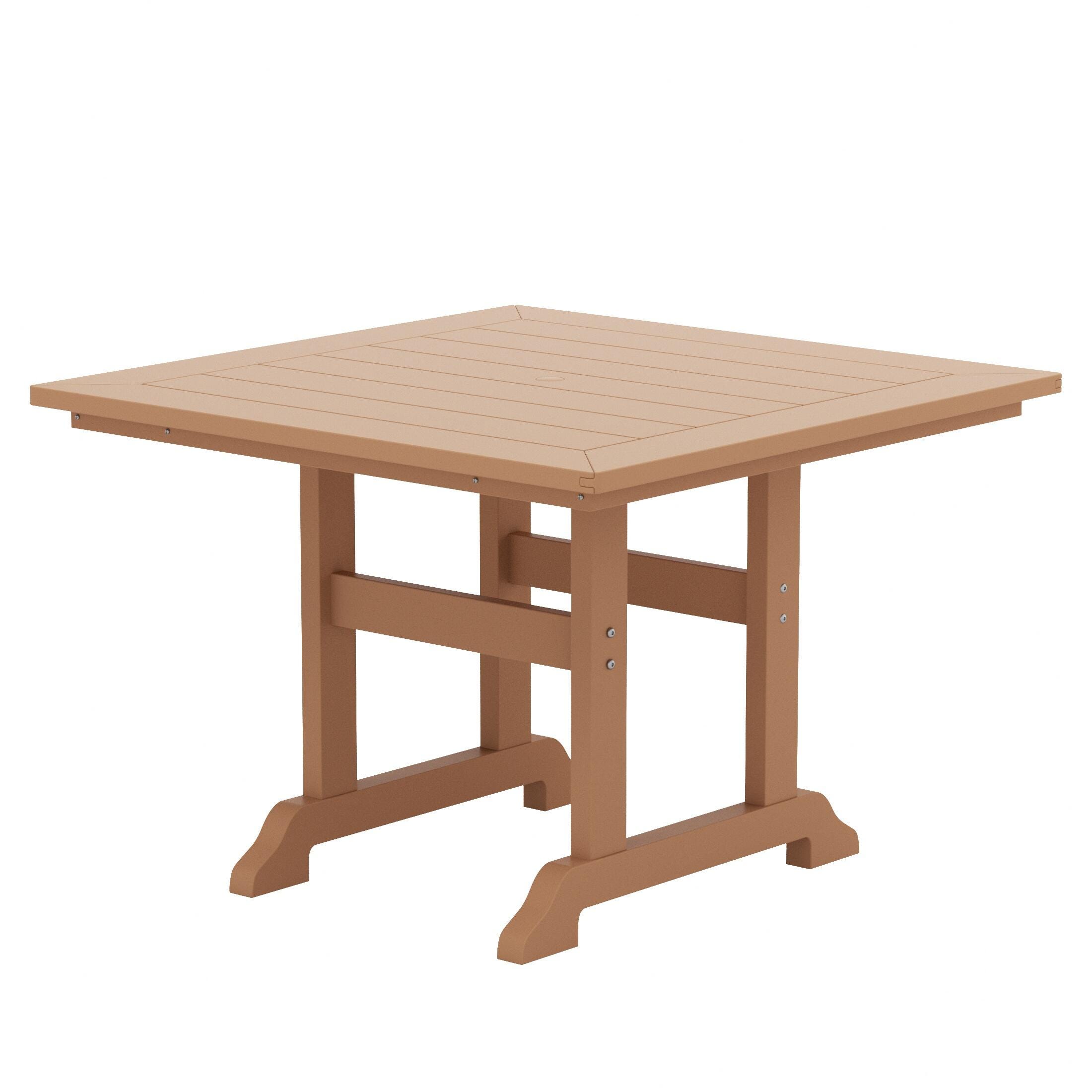Laguna Outdoor Adirondack Sqaure Table and 4 Chairs, Teak, large