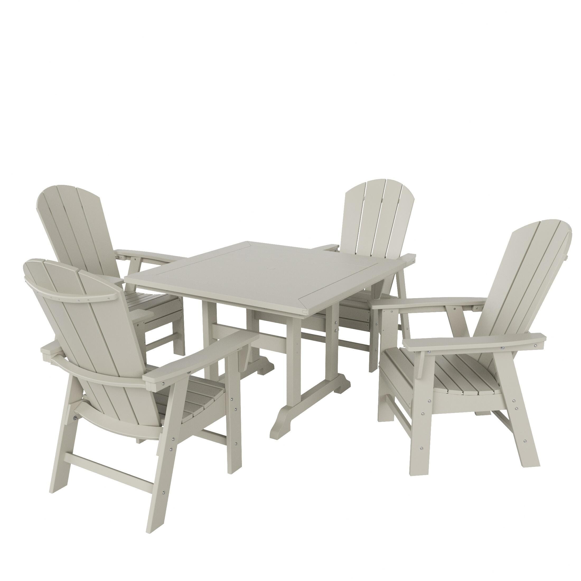 Laguna Outdoor Adirondack Square Table and 4 Chairs, Sand, large