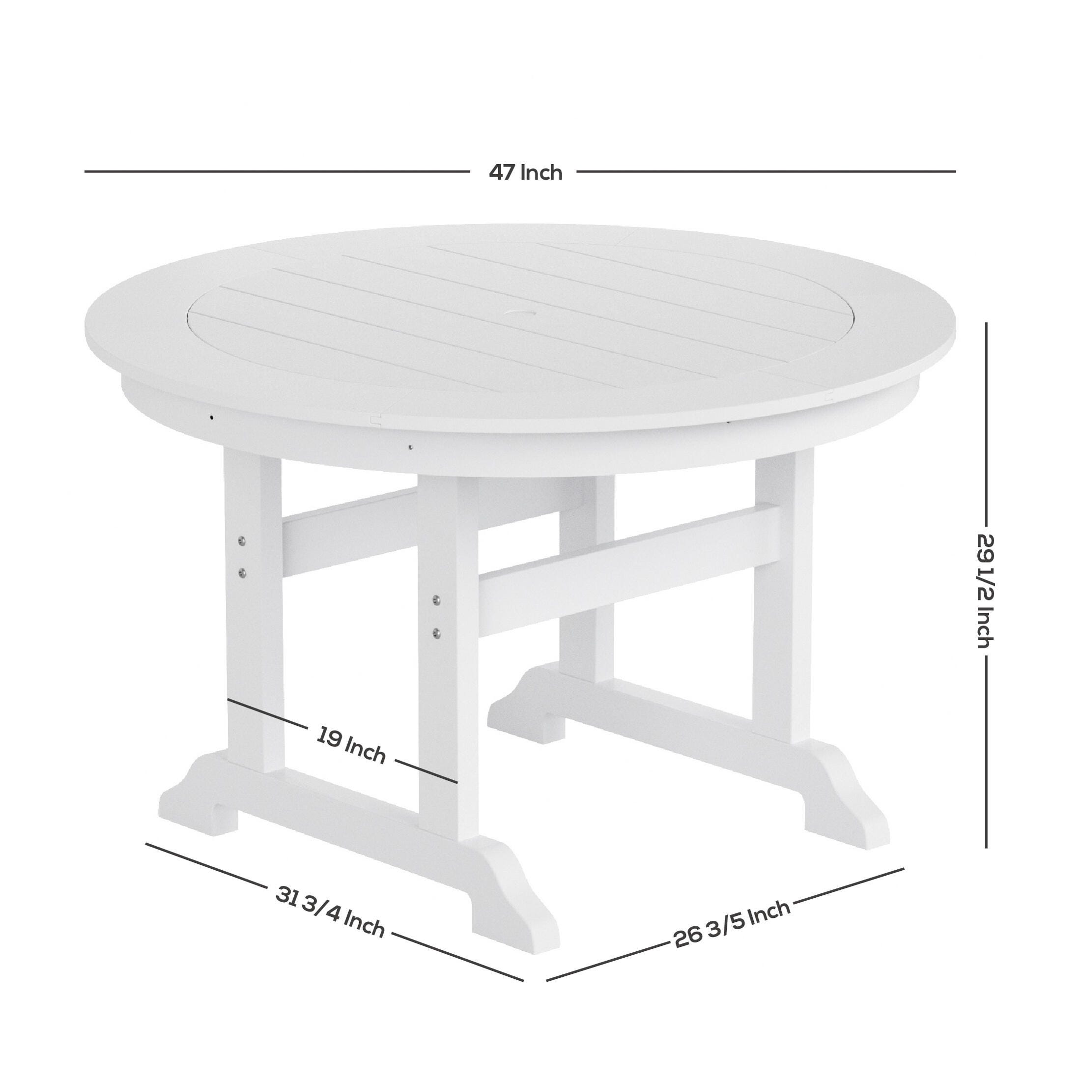 Laguna Outdoor Adirondack Round Table and 4 Chairs, Sand, large