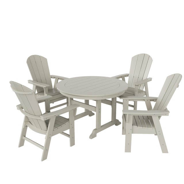 Laguna Outdoor Adirondack Round Table and 4 Chairs