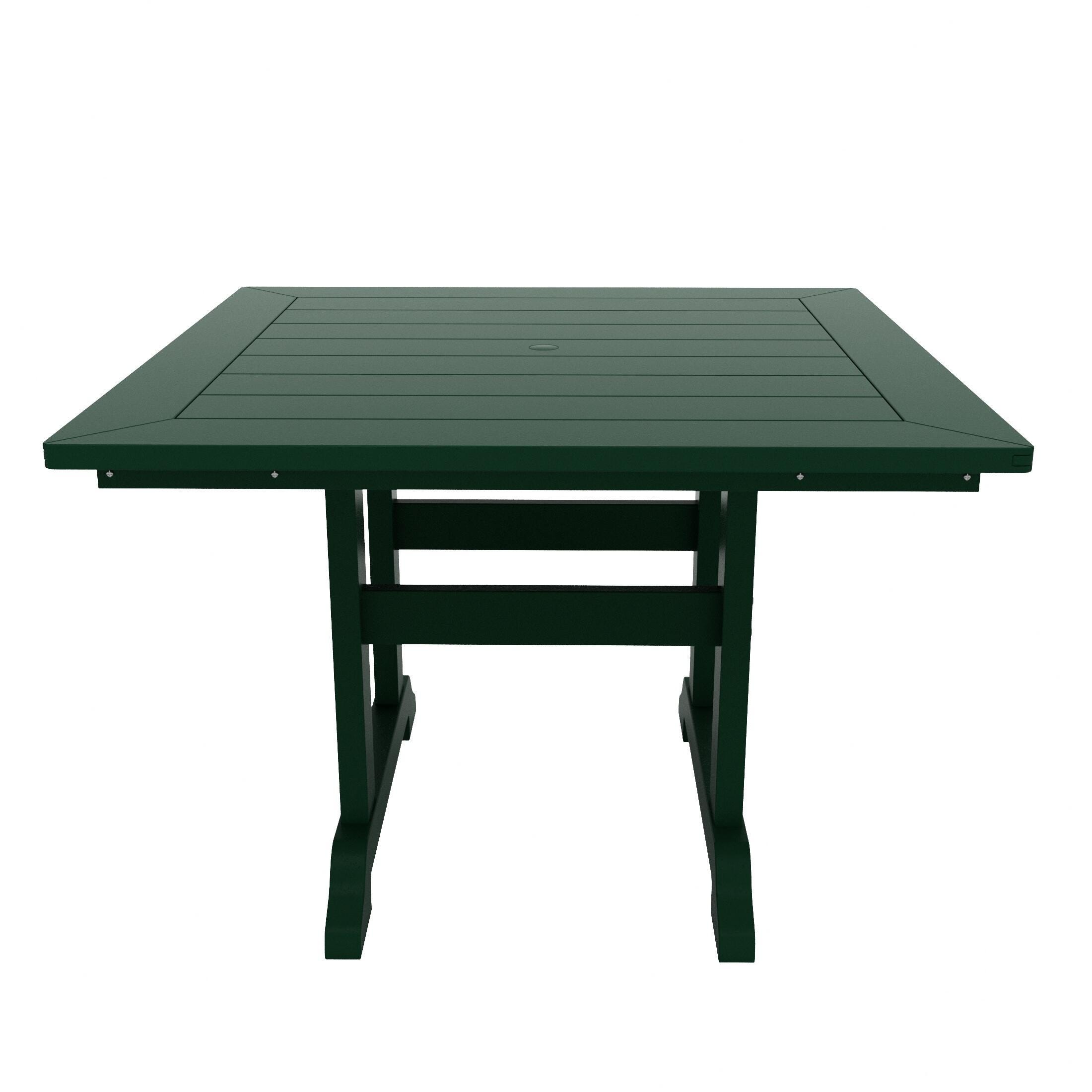 Laguna Outdoor Adirondack Square Table and 4 Chairs, Dark Green, large