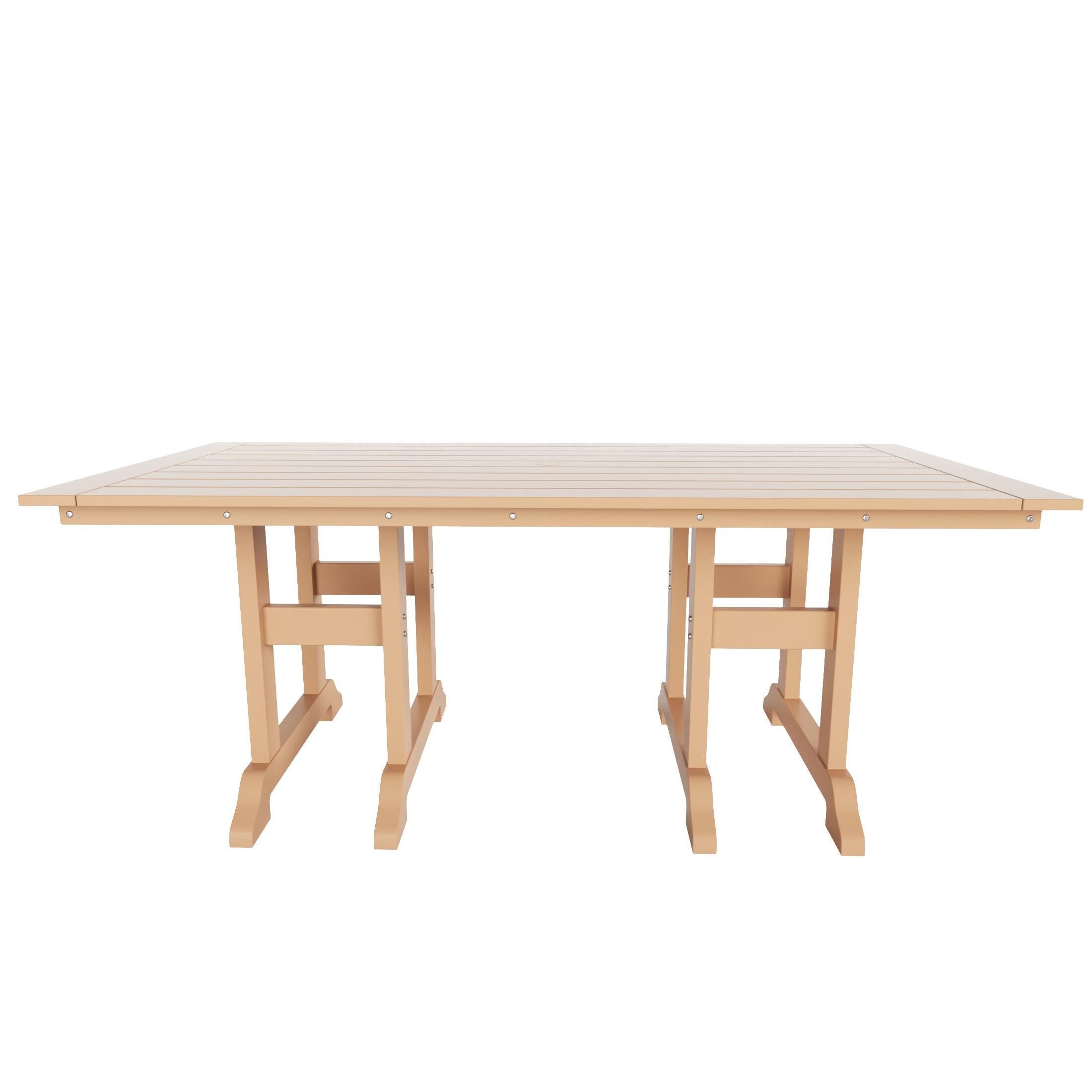 Altura Adirondack Outdoor Rectangle Table and 4 Chairs and Bench, Teak, large
