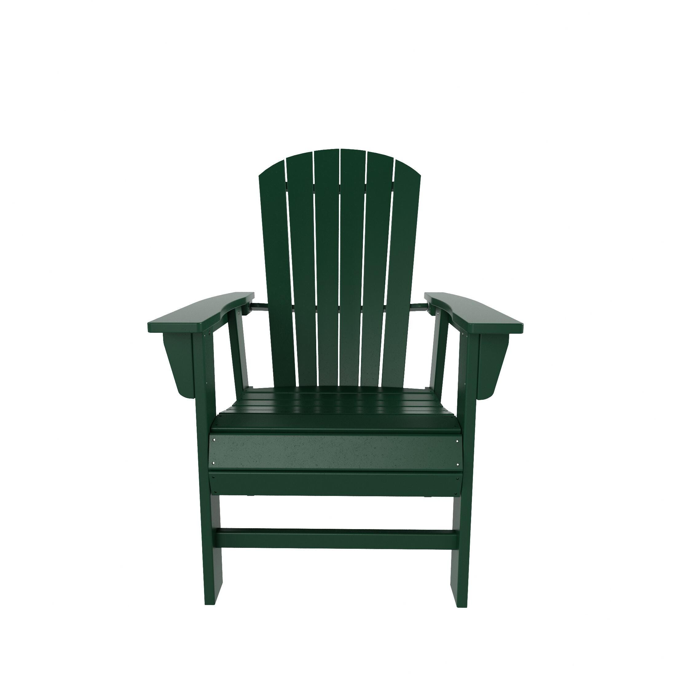 Altura Adirondack Outdoor Rectangle Table and 4 Chairs and Bench, Dark Green, large