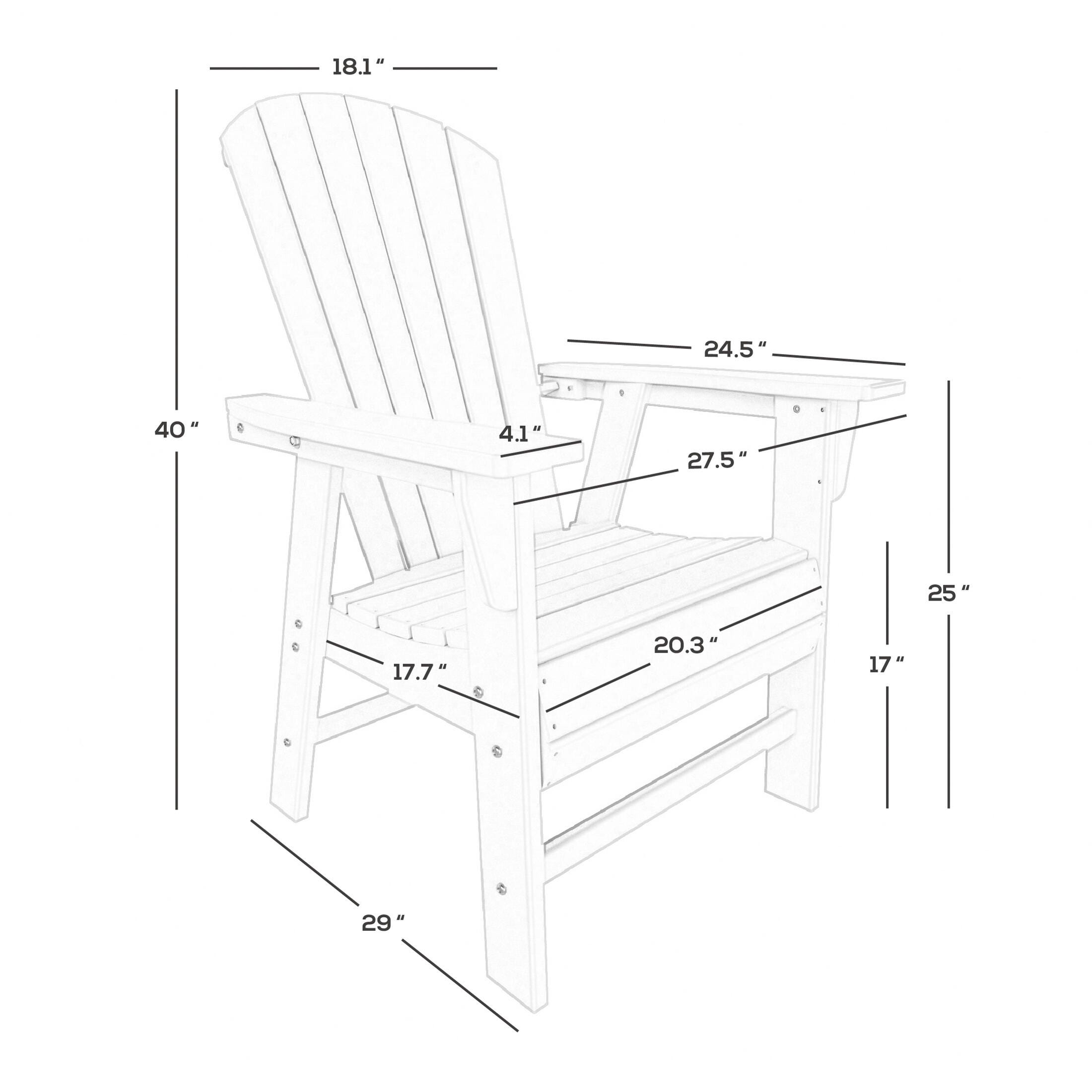 Altura Adirondack Outdoor Rectangle Table and 4 Chairs and Bench, Sand, large