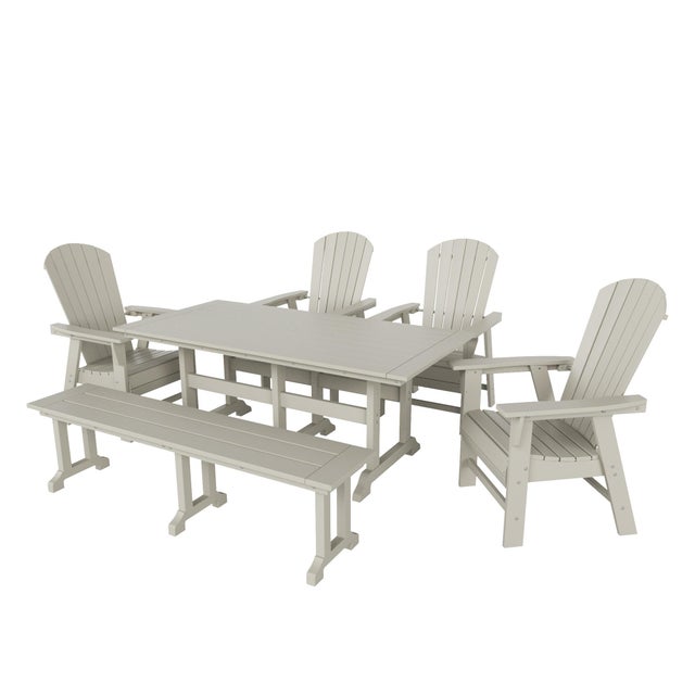 Altura Adirondack Outdoor Rectangle Table and 4 Chairs and Bench