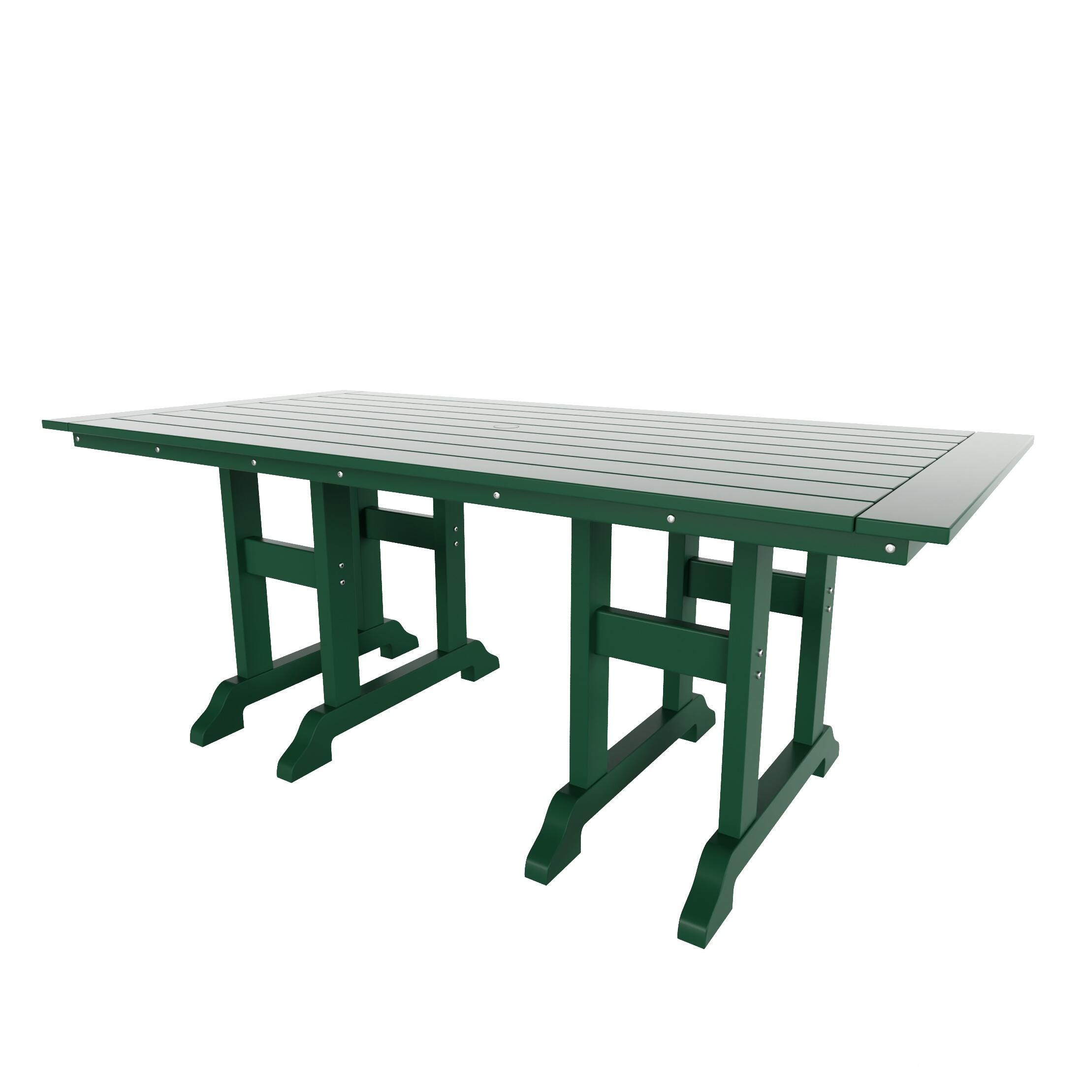 Laguna Outdoor Adirondack Dining Table and 6 Chairs, Dark Green, large