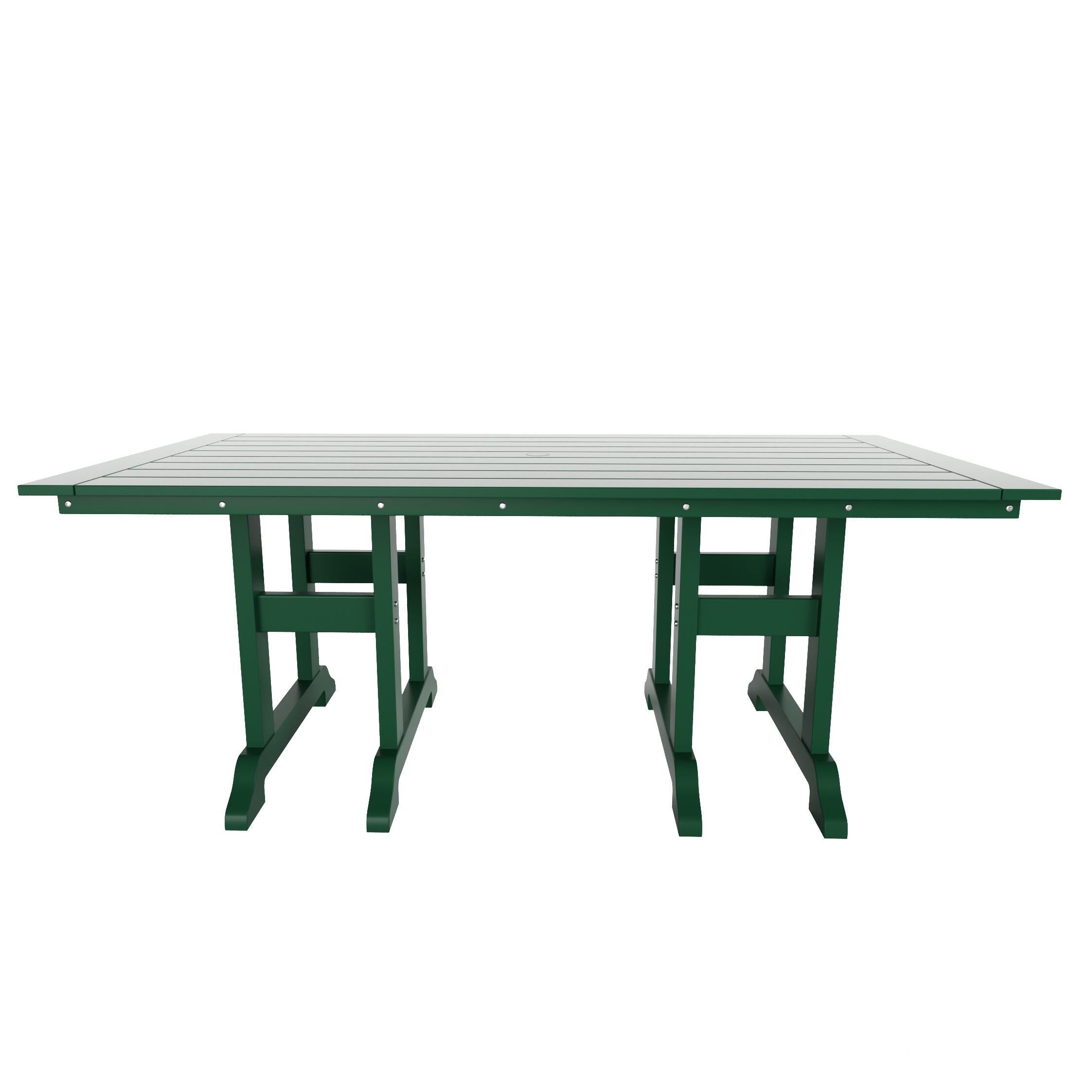 Laguna Outdoor Adirondack Dining Table and 6 Chairs, Dark Green, large