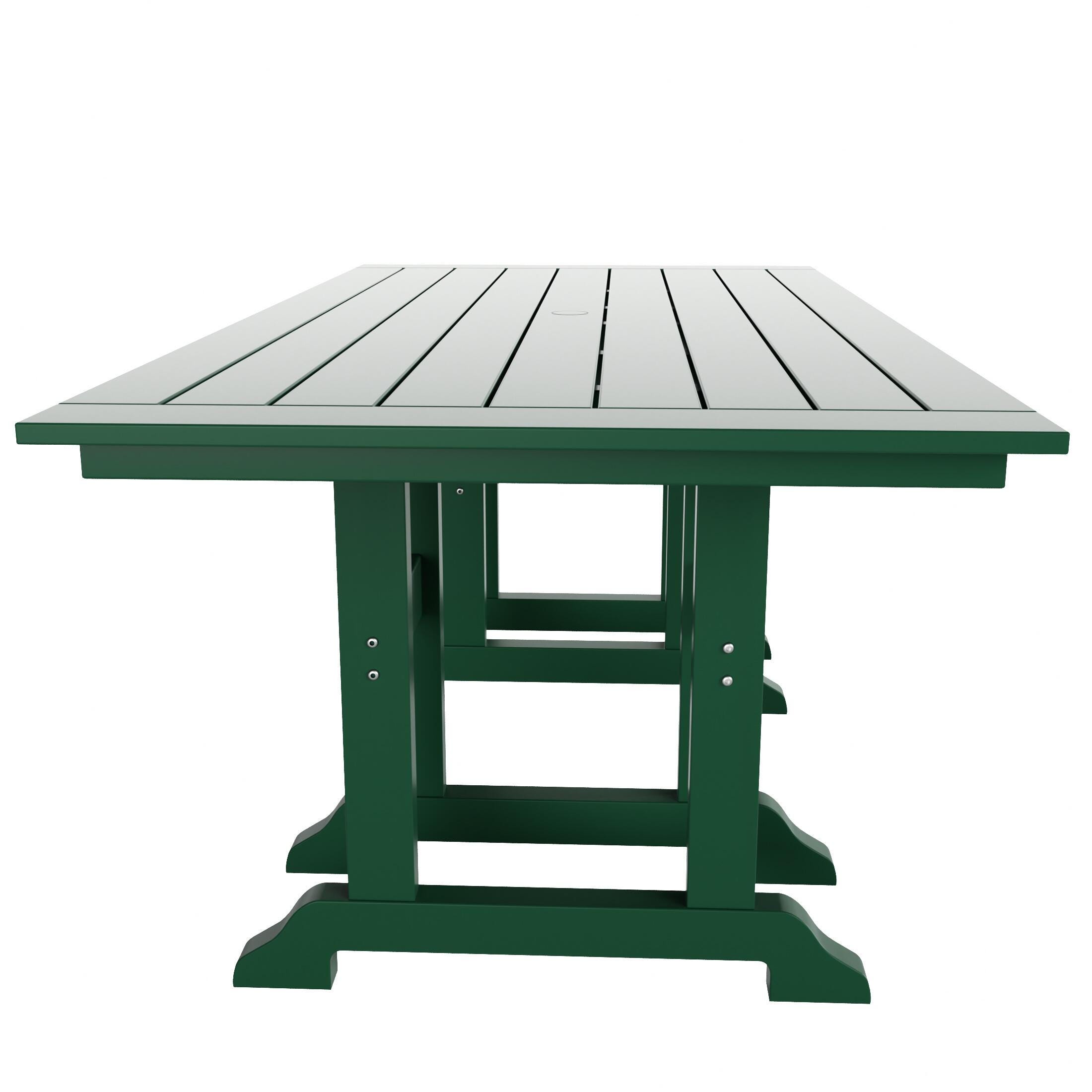 Laguna Outdoor Adirondack Dining Table and 6 Chairs, Dark Green, large