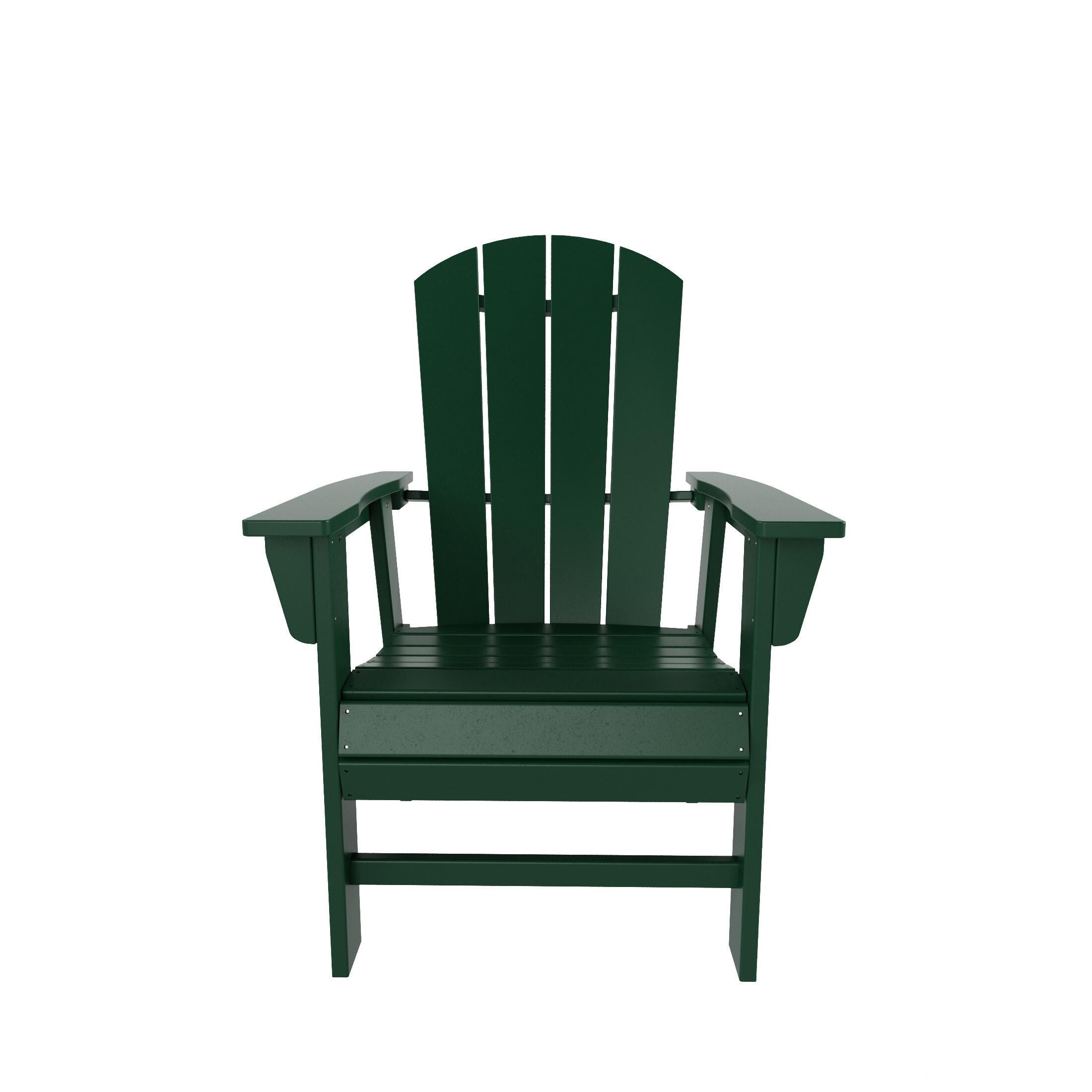 Laguna Outdoor Adirondack Dining Table and 6 Chairs, Dark Green, large