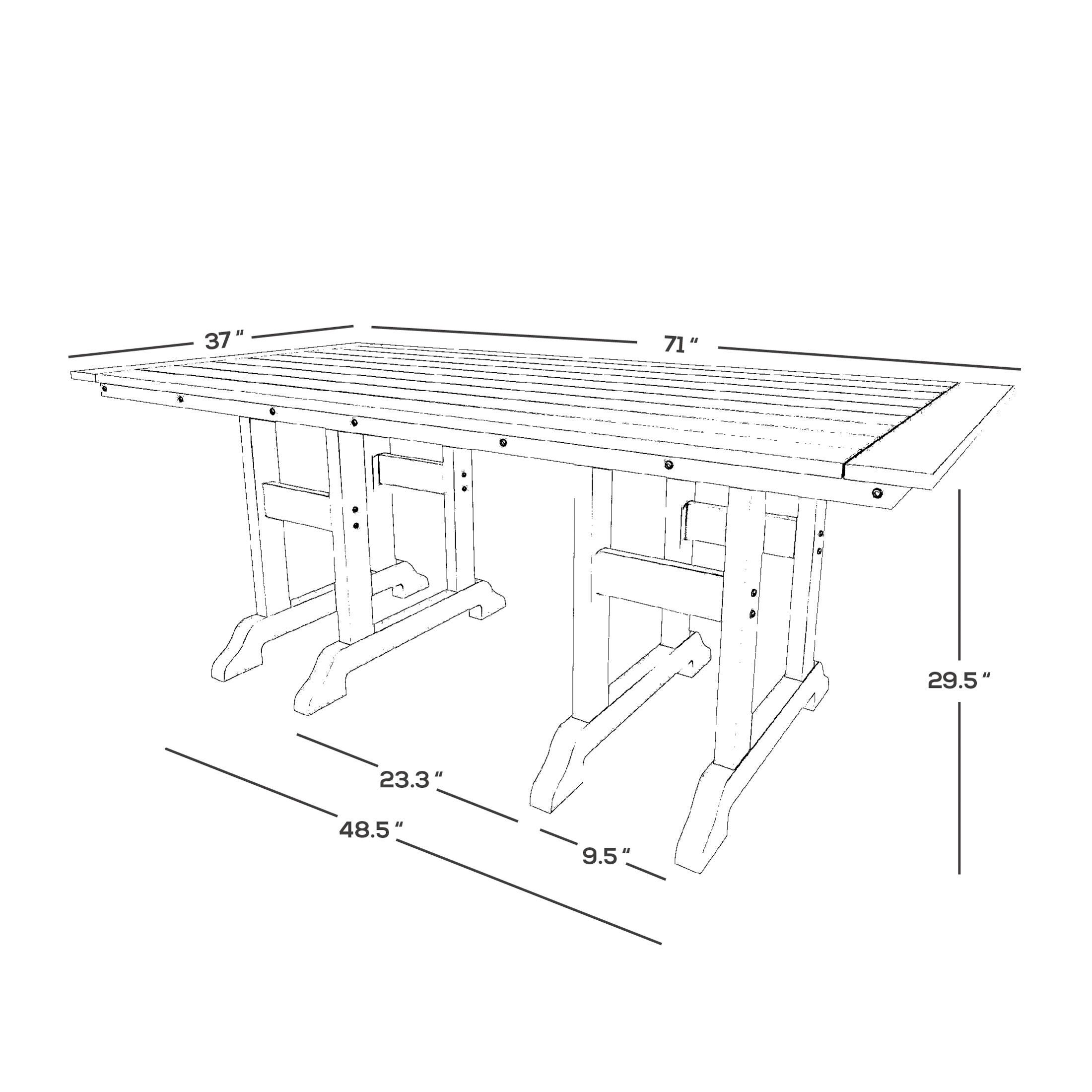 Laguna Outdoor Adirondack Dining Table and 6 Chairs, Sand, large