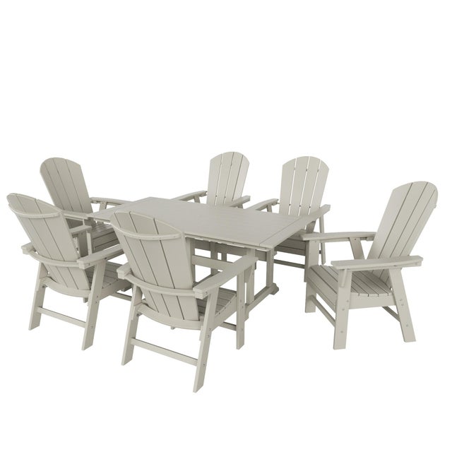 Laguna Outdoor Adirondack Dining Table and 6 Chairs