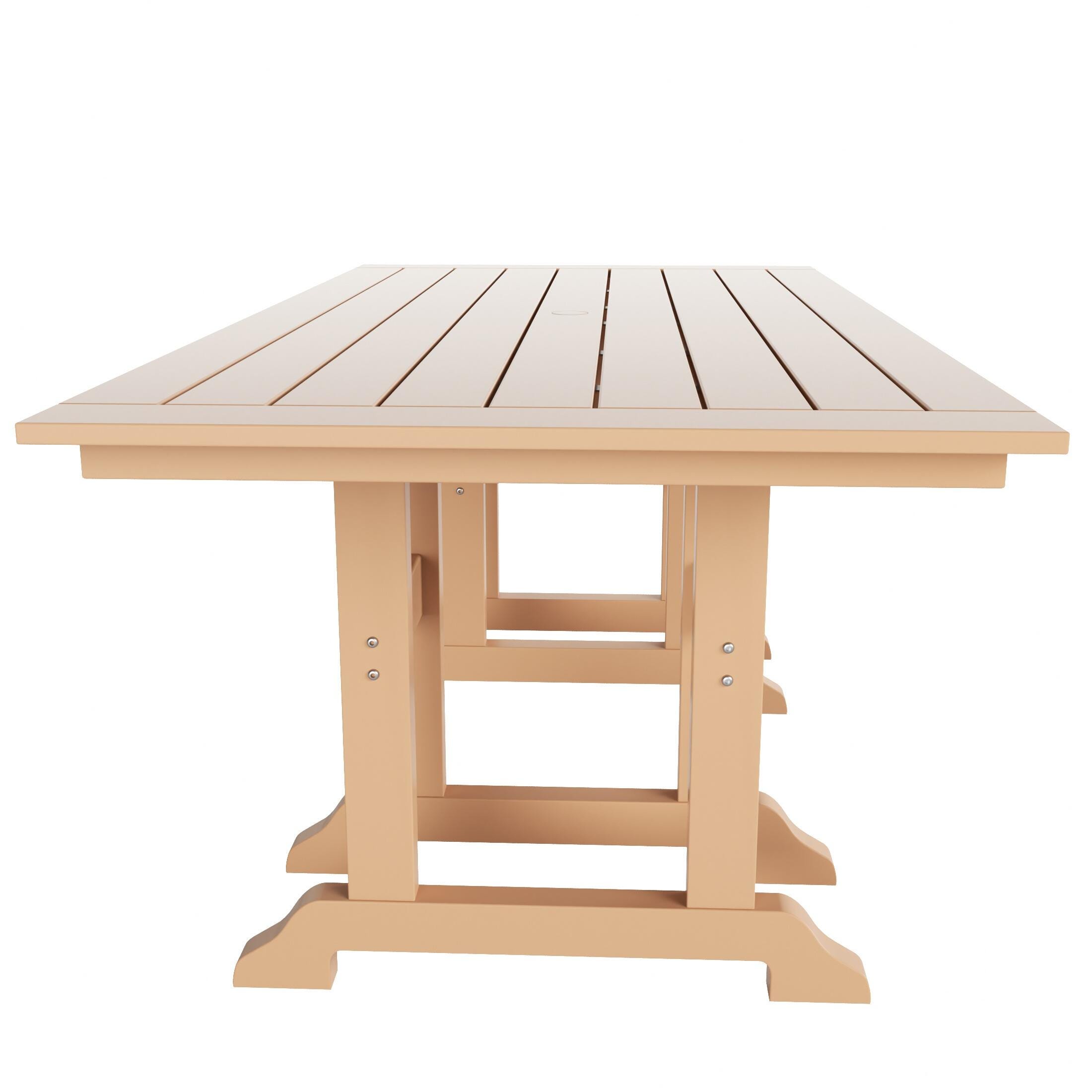 Laguna Outdoor Adirondack Dining Table and 6 Chairs, Teak, large