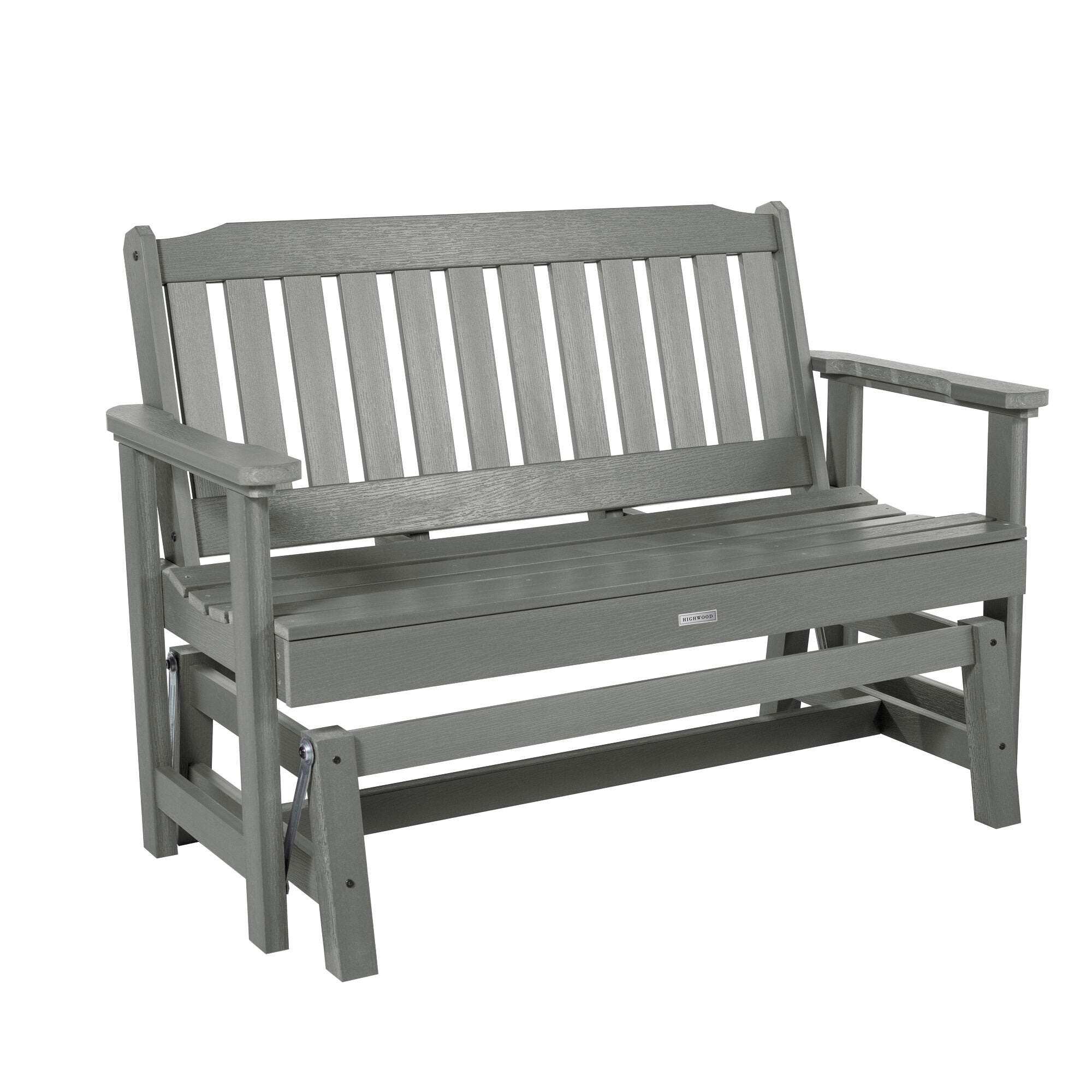 Highwood Lehigh Outdoor Gliding Bench, Coastal Teak, large