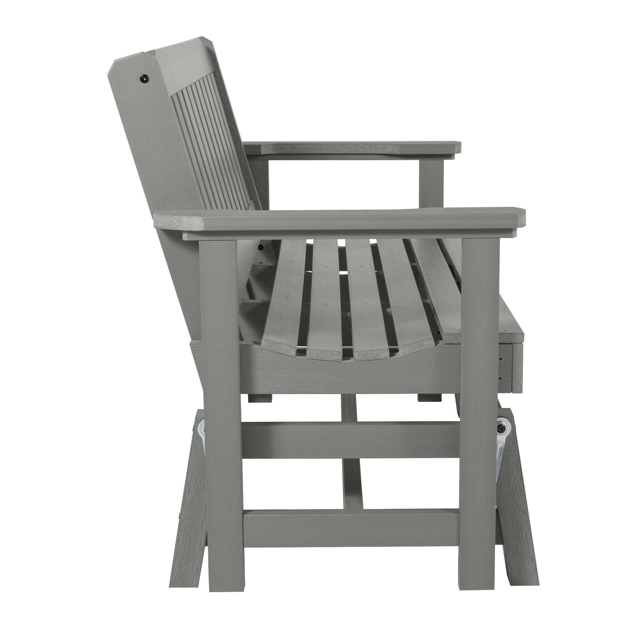 Highwood Lehigh Outdoor Gliding Bench, Coastal Teak, large