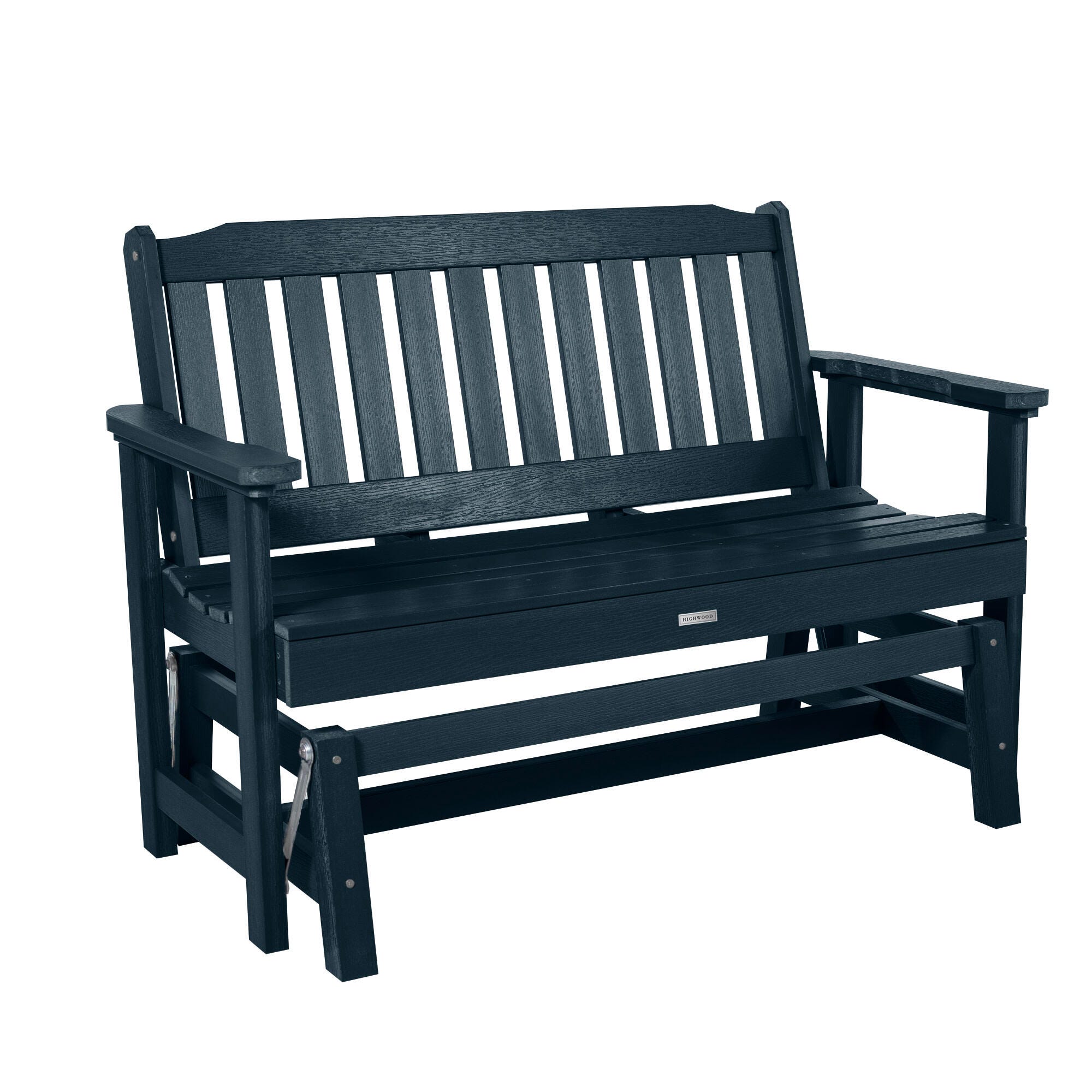 Highwood Lehigh Outdoor Gliding Bench, Federal Blue, large