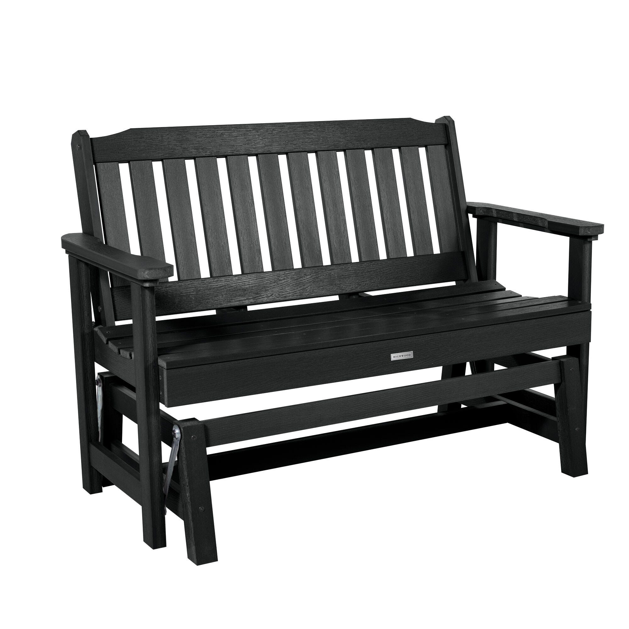 Highwood Lehigh Outdoor Gliding Bench, Black, large