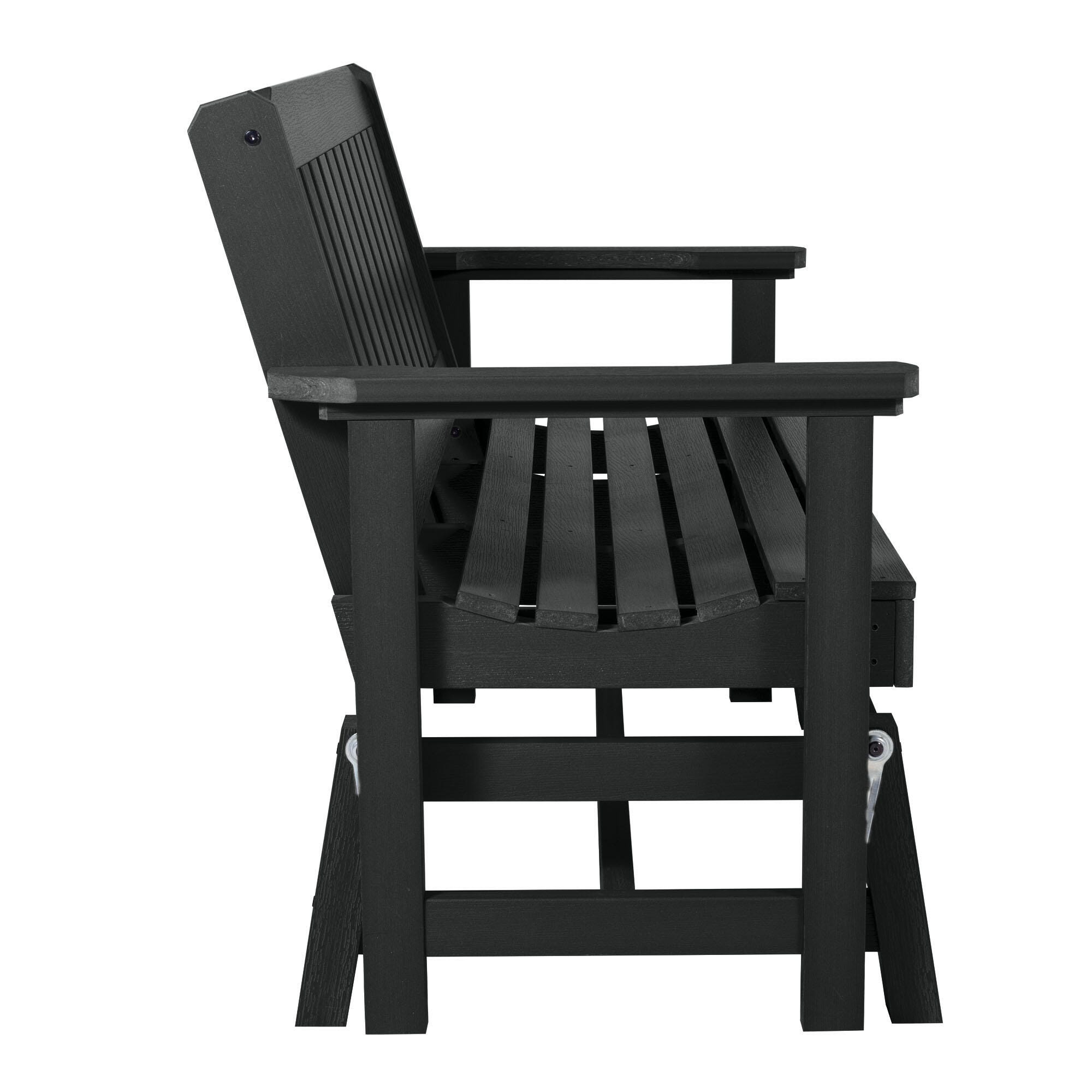 Highwood Lehigh Outdoor Gliding Bench, Black, large