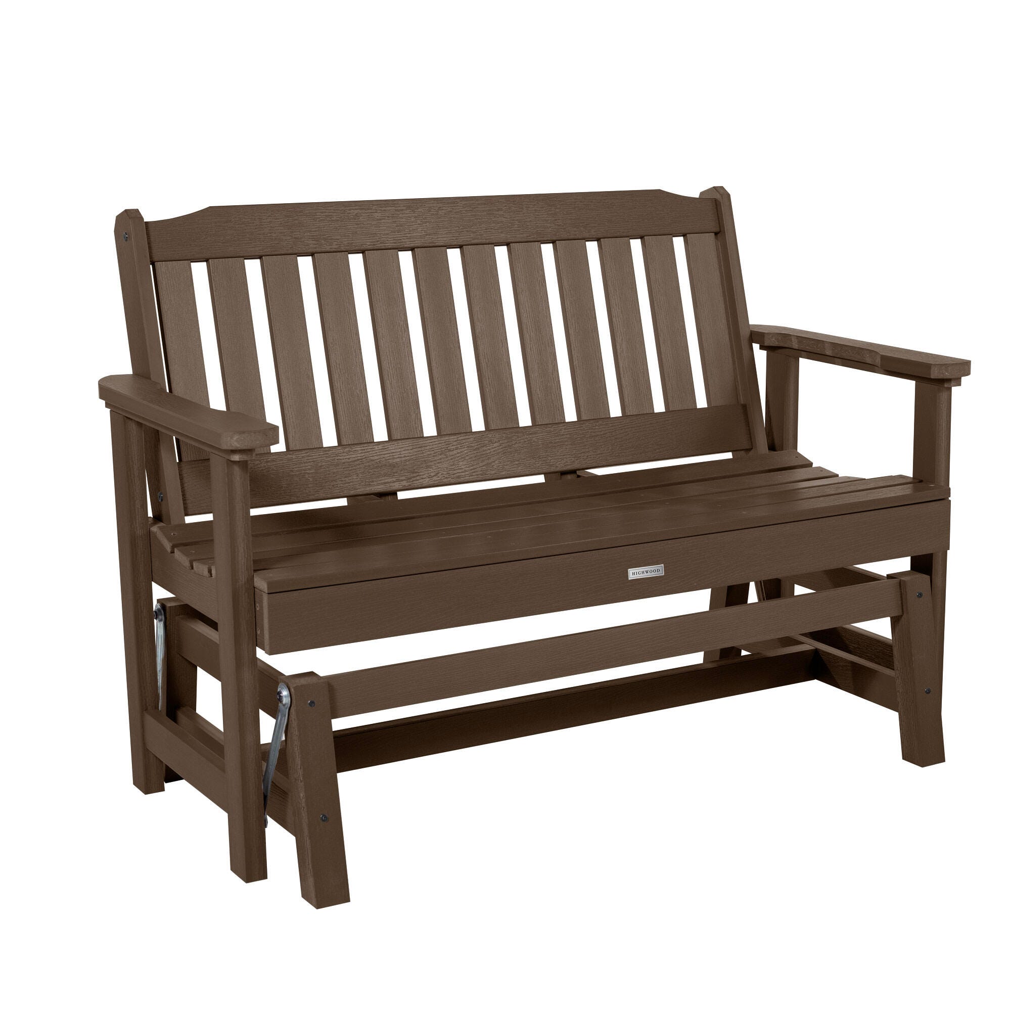Highwood Lehigh Outdoor Gliding Bench, Weathered Acorn, large