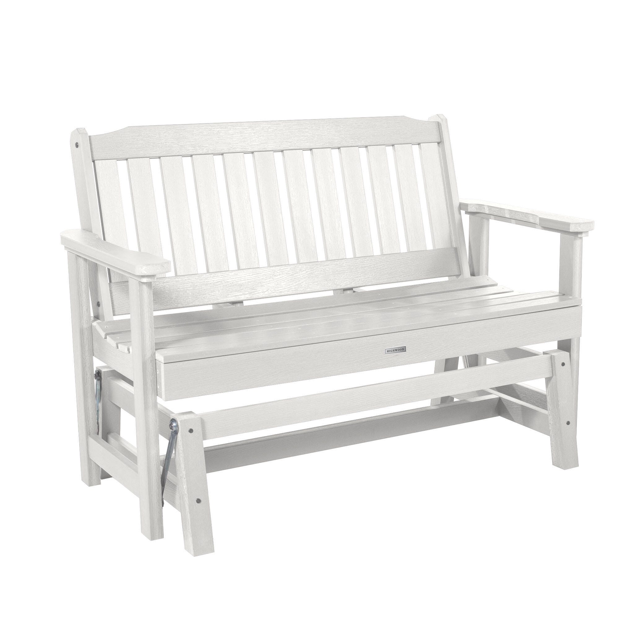 Highwood Lehigh Outdoor Gliding Bench, White, large