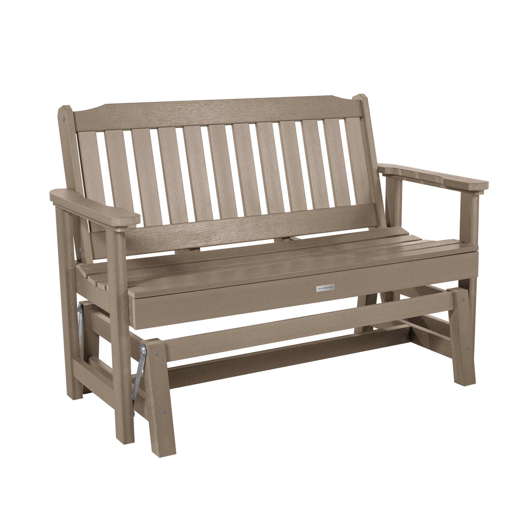 Highwood Lehigh Outdoor Gliding Bench, Woodland Brown, large