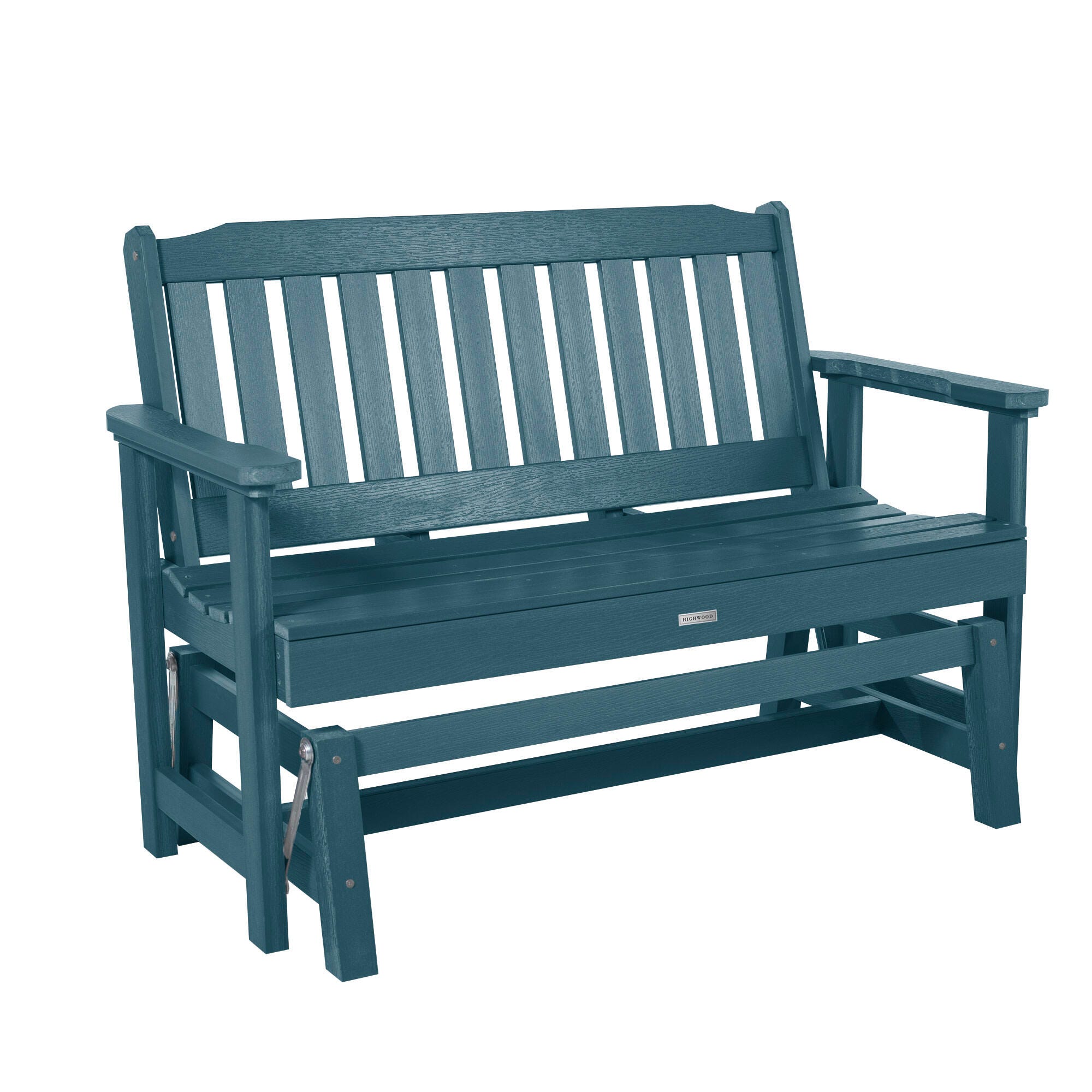Highwood Lehigh Outdoor Gliding Bench, Nantucket Blue, large
