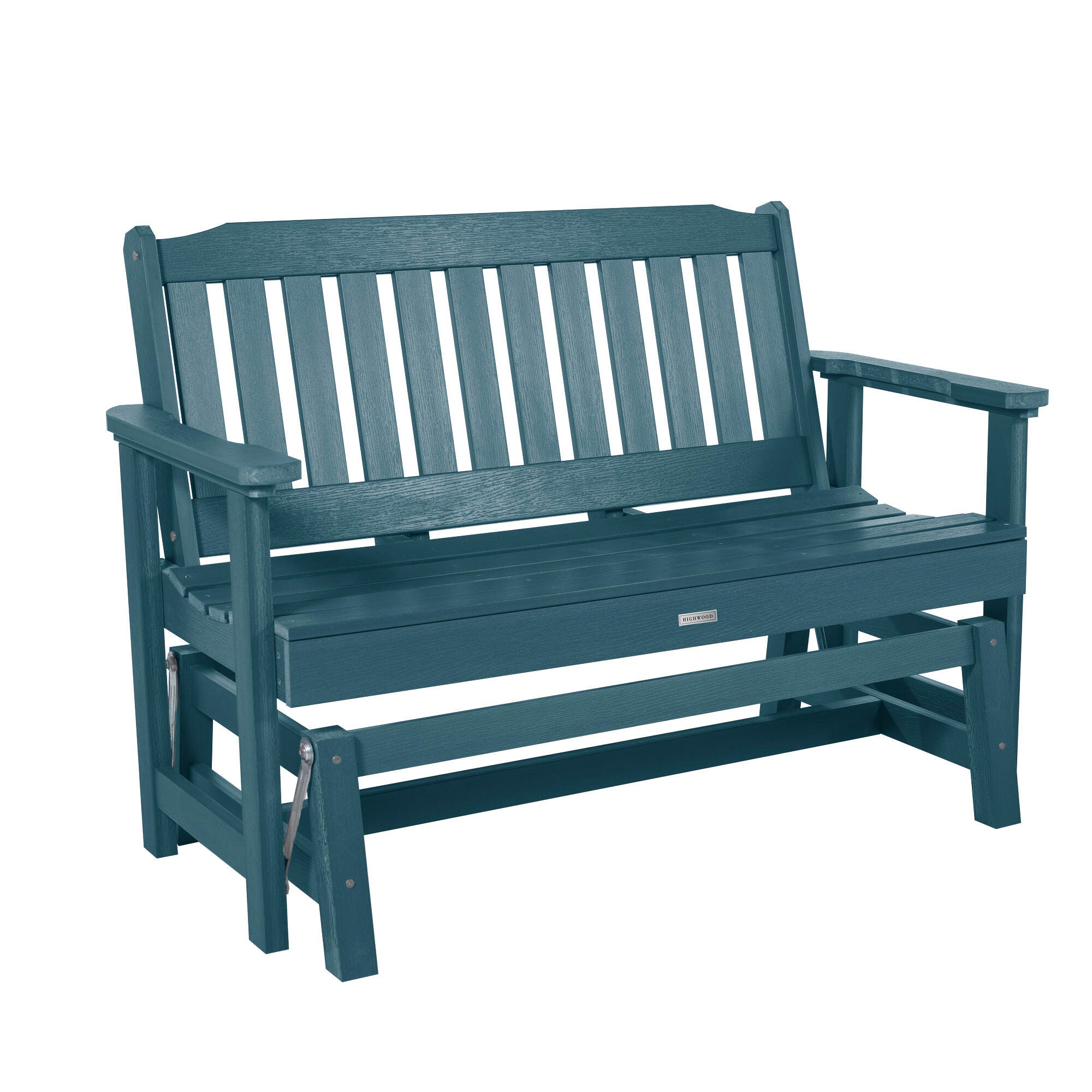 Highwood Lehigh Outdoor Gliding Bench, Nantucket Blue, large