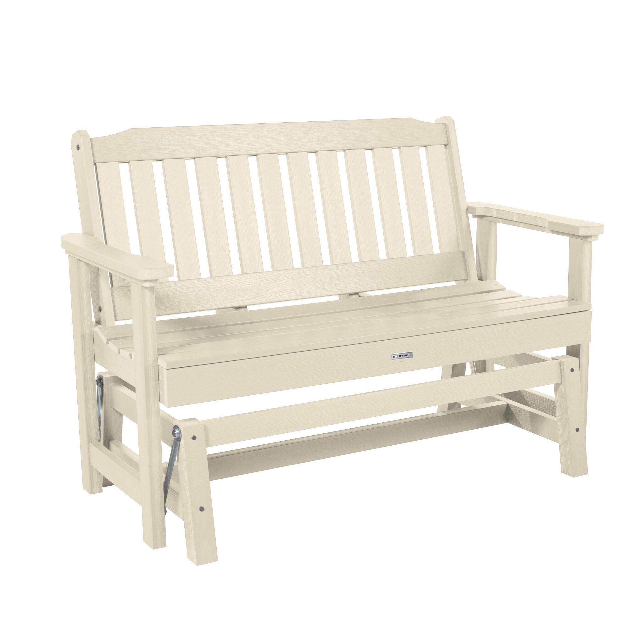 Highwood Lehigh Outdoor Gliding Bench, Whitewash, large